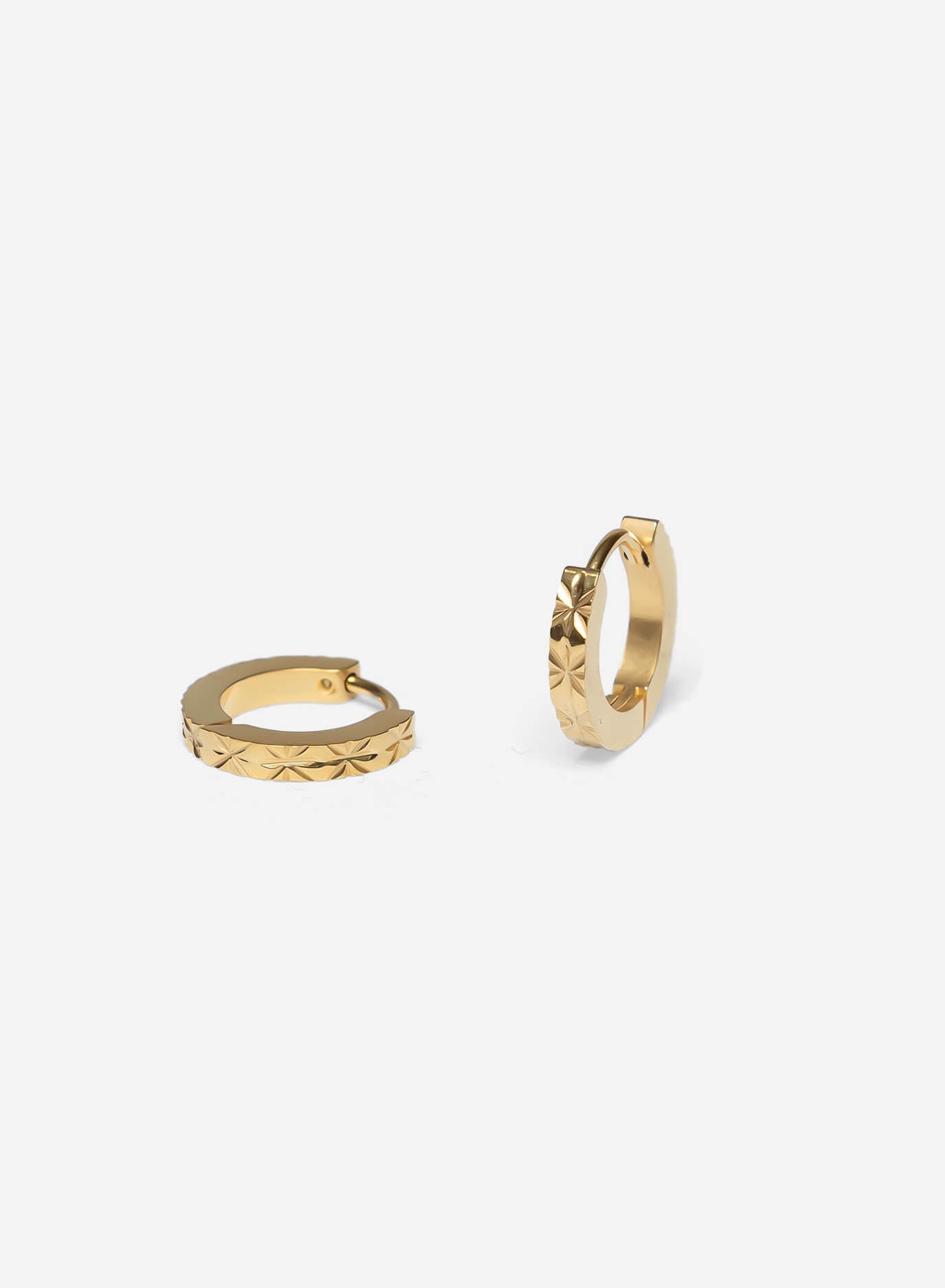 GD Diamond Cut Gold Hoops