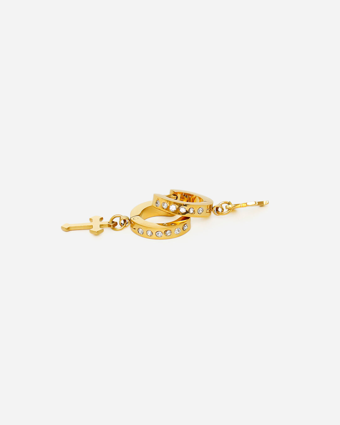 GD Templar Knights Cross Earrings Gold Tone