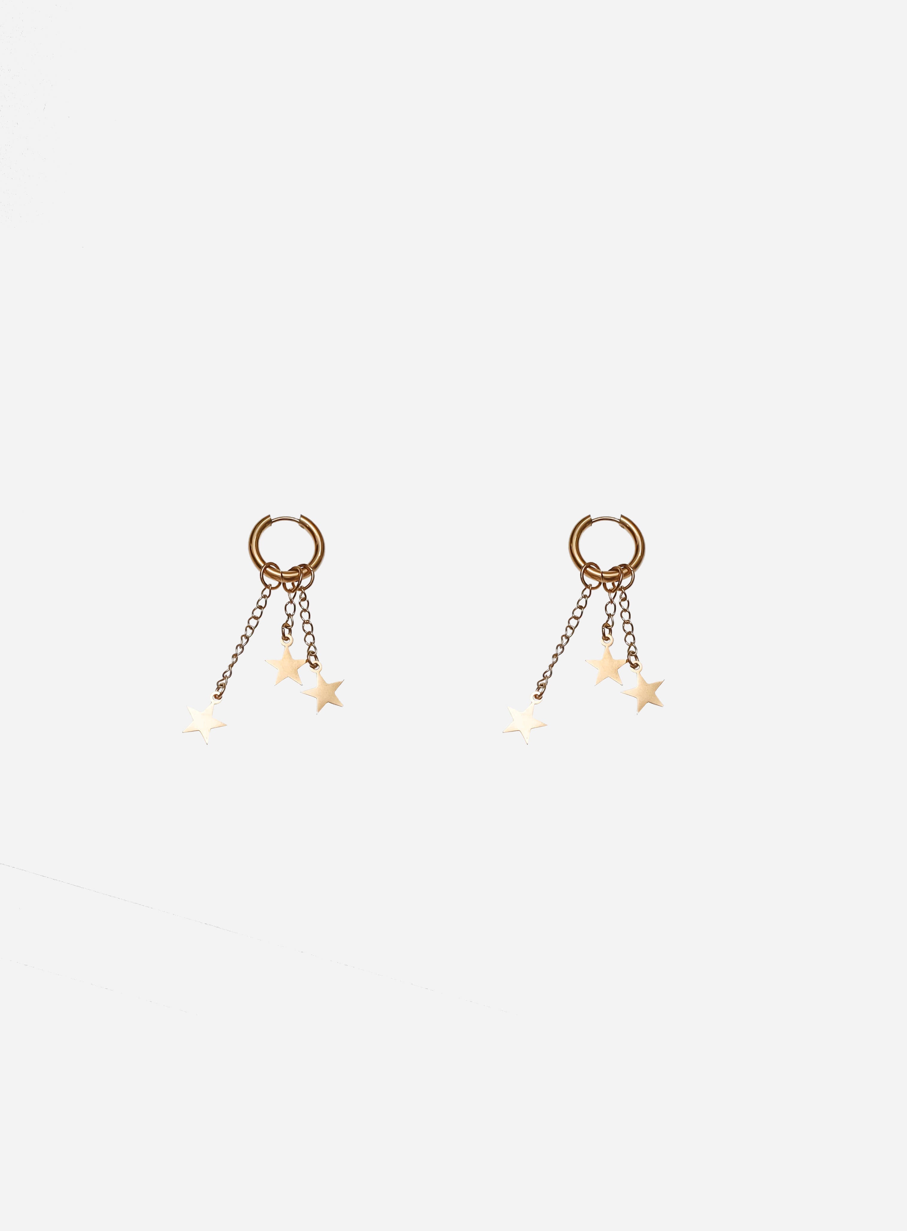 GD Dangling Star Hoop Earrings Gold-Tone