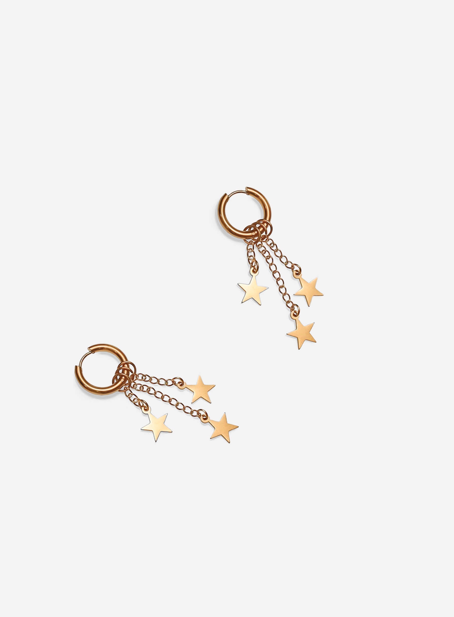GD Dangling Star Hoop Earrings Gold-Tone