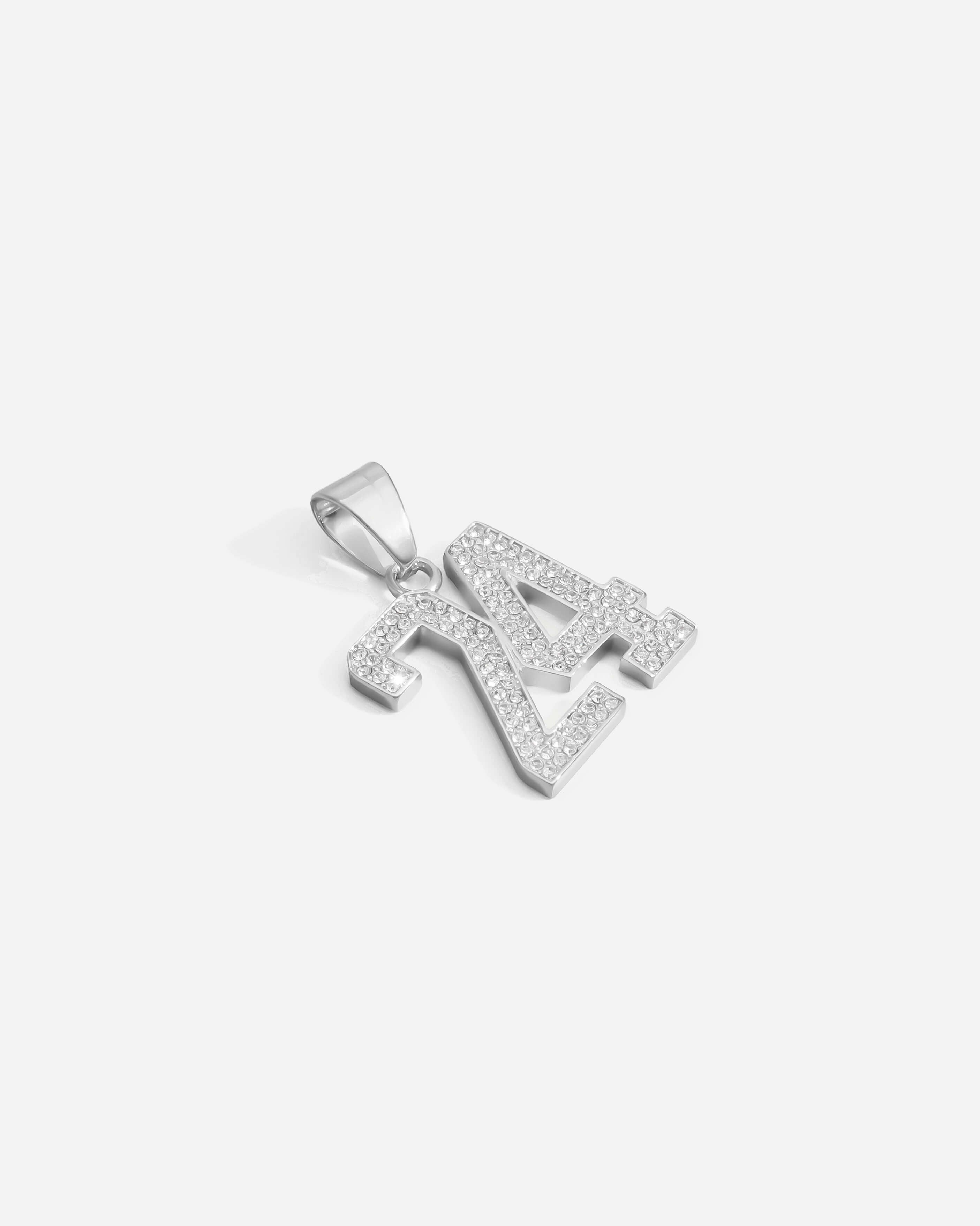 Number 24 Kobe Bryant Iced Pendant Silver Plated