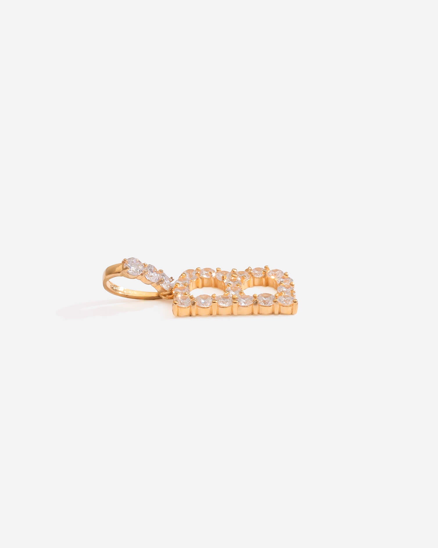 Zirconia Initial B Copper Pendant Gold Tone
