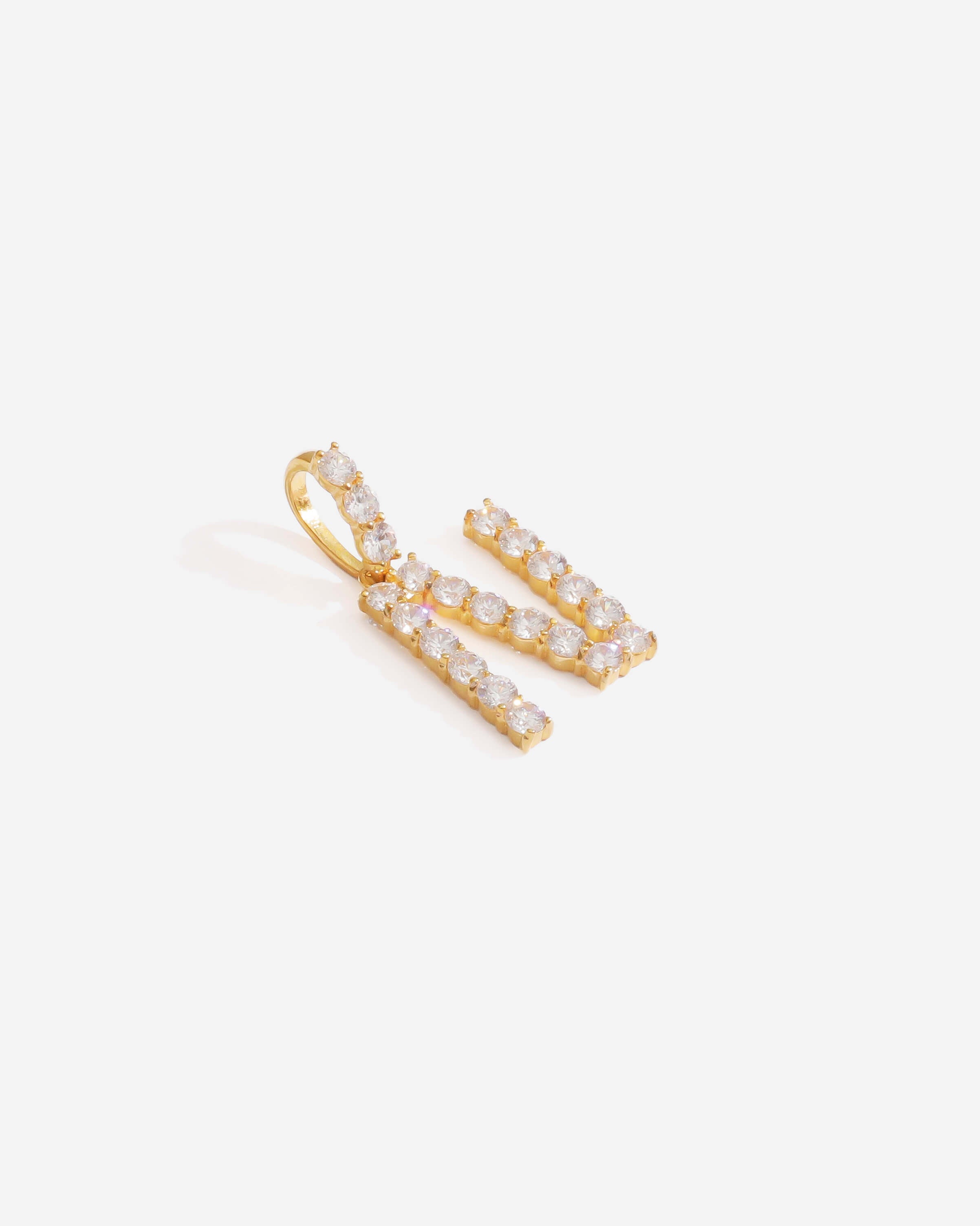 Zirconia Initial N Copper Pendant Gold Tone