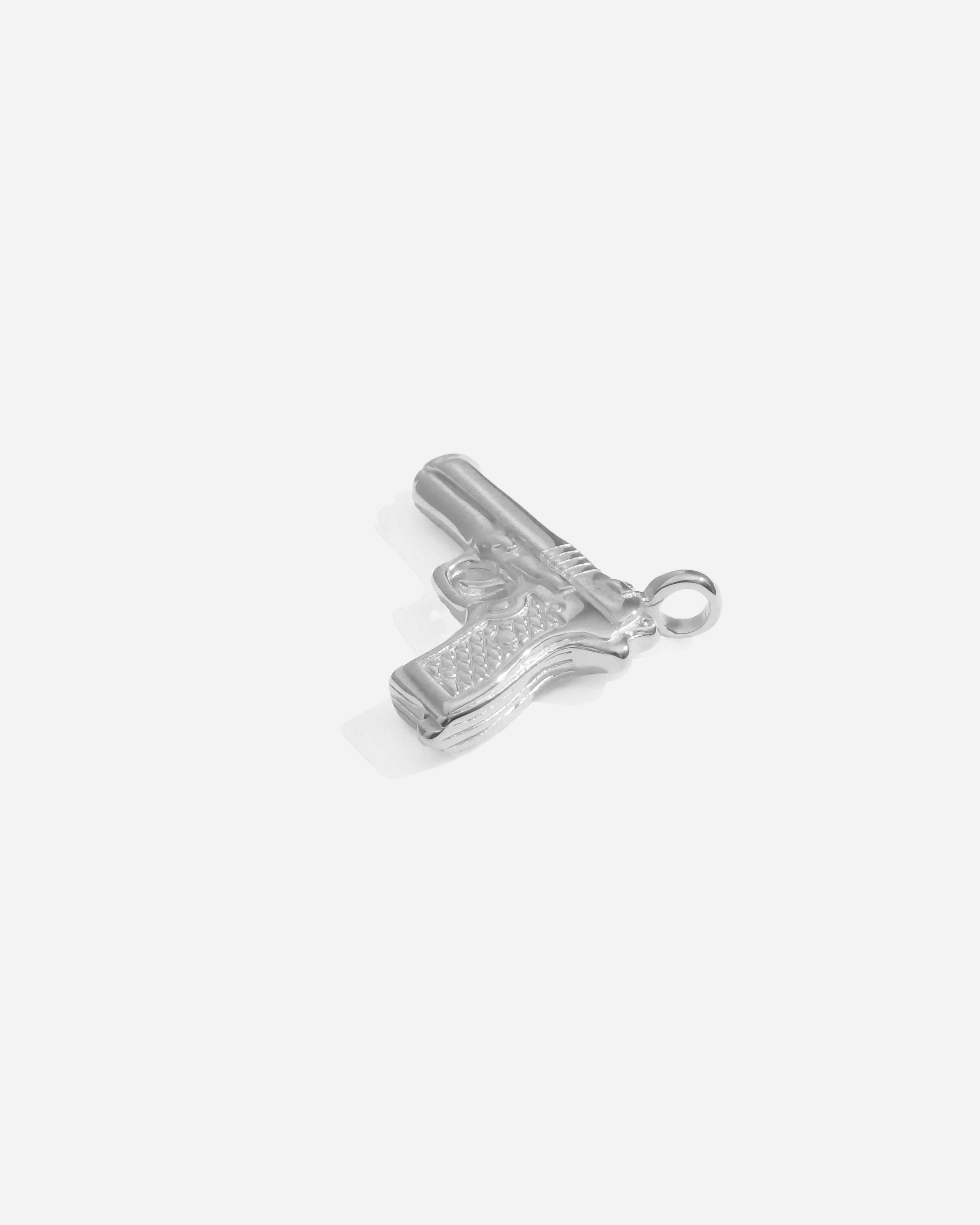 Mini Pistol Gun Pendant Silver Plated