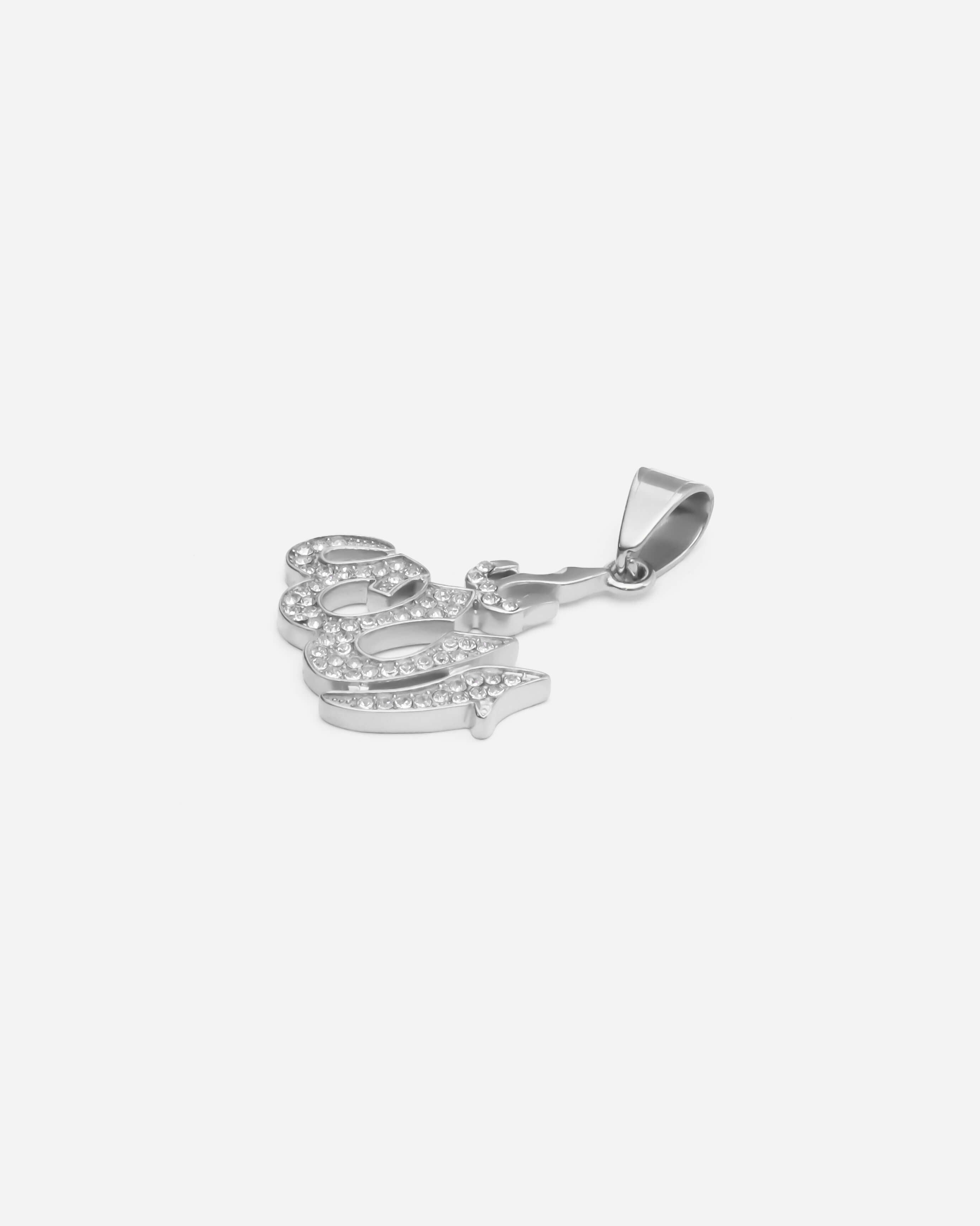 GD Allah Pendant Cubic Zirconia Silver Plated