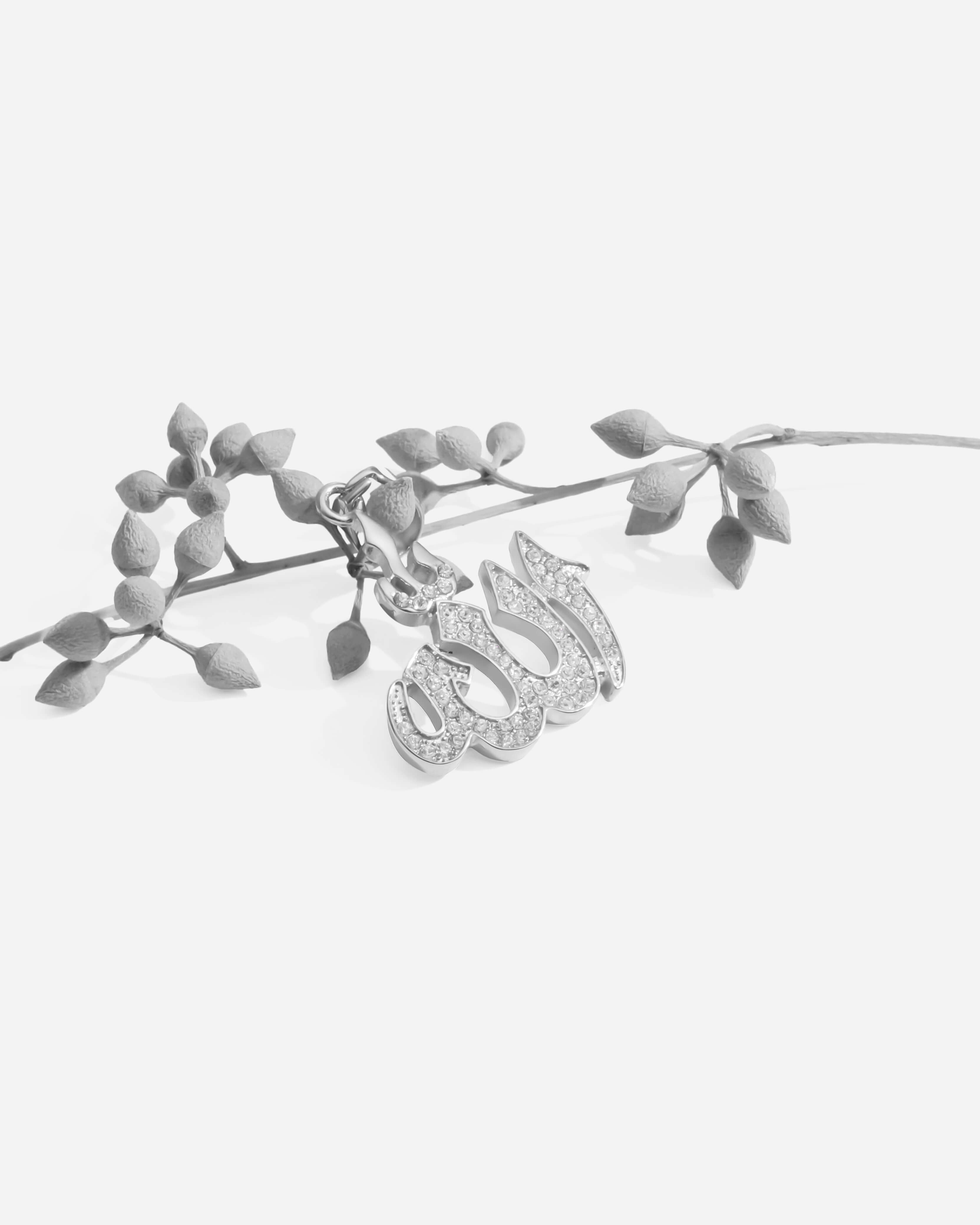 GD Allah Pendant Cubic Zirconia Silver Plated