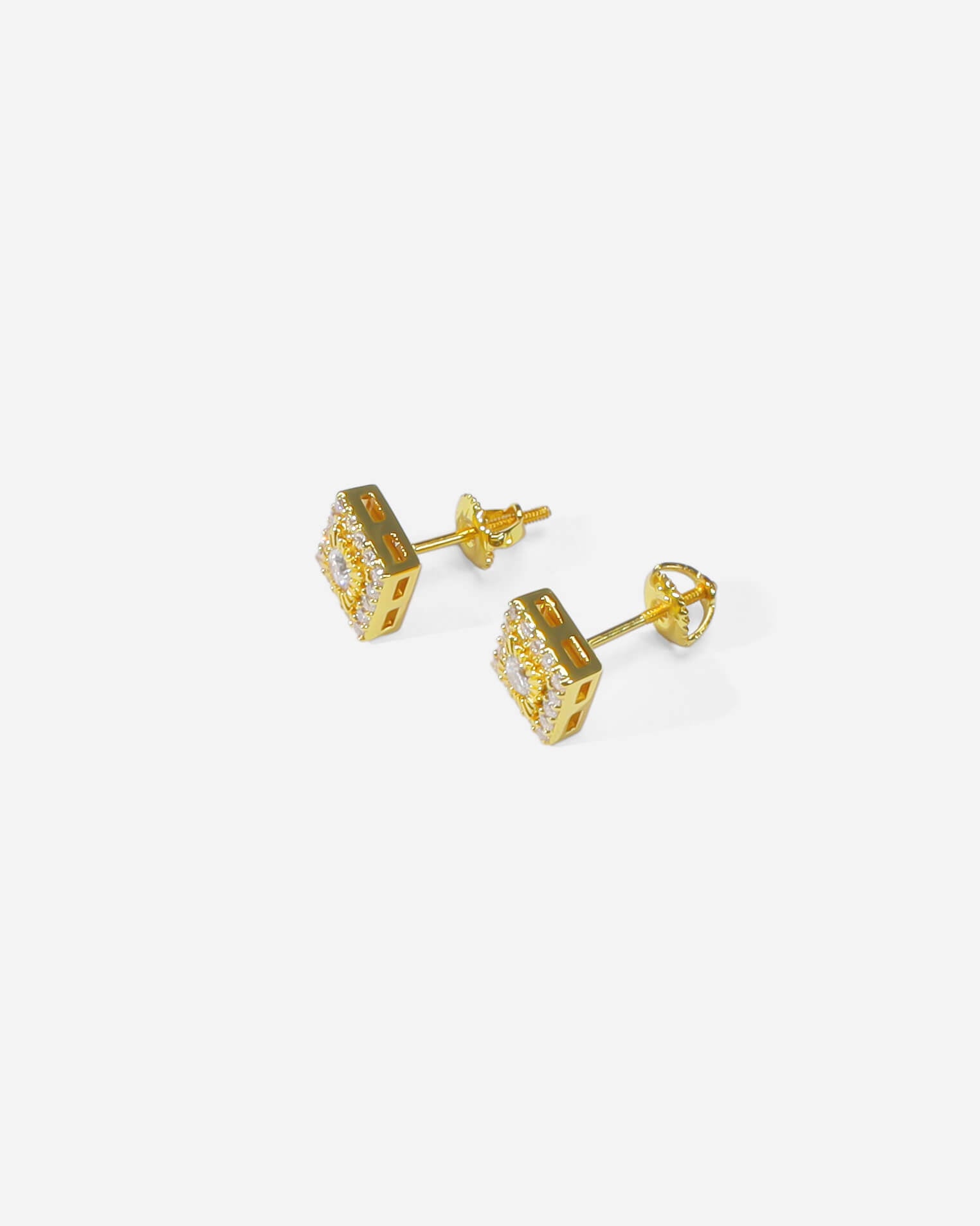 Radiant Square Moissanite Earrings With Premium Gold Plating