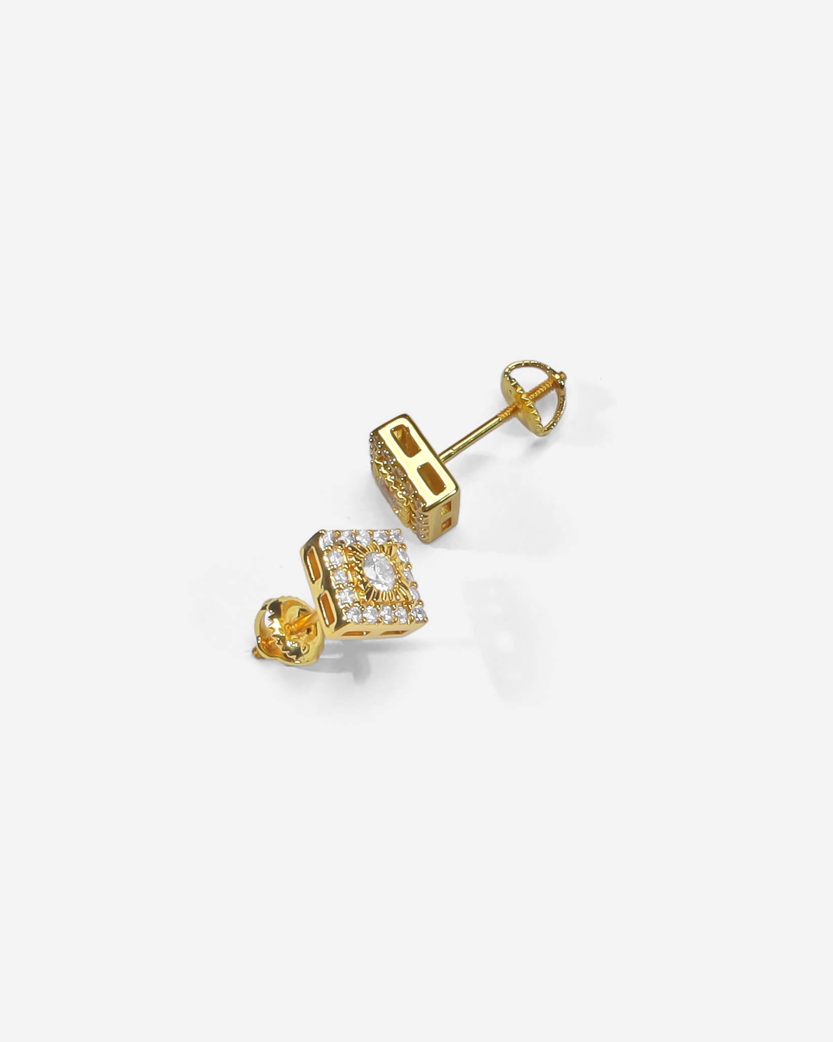 Radiant Square Moissanite Earrings With Premium Gold Plating