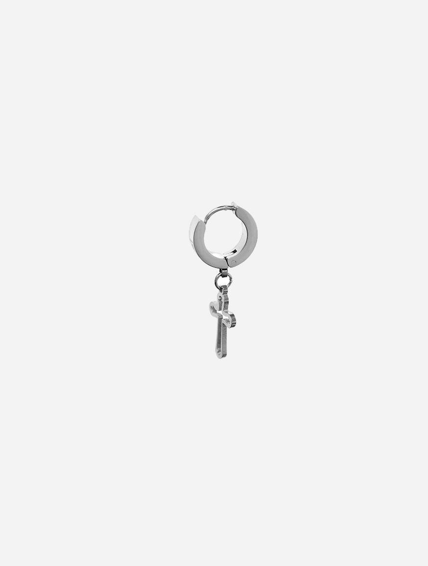 Gracias Dios GD Cut Out Silver Cross Earring - Challenger Streetwear