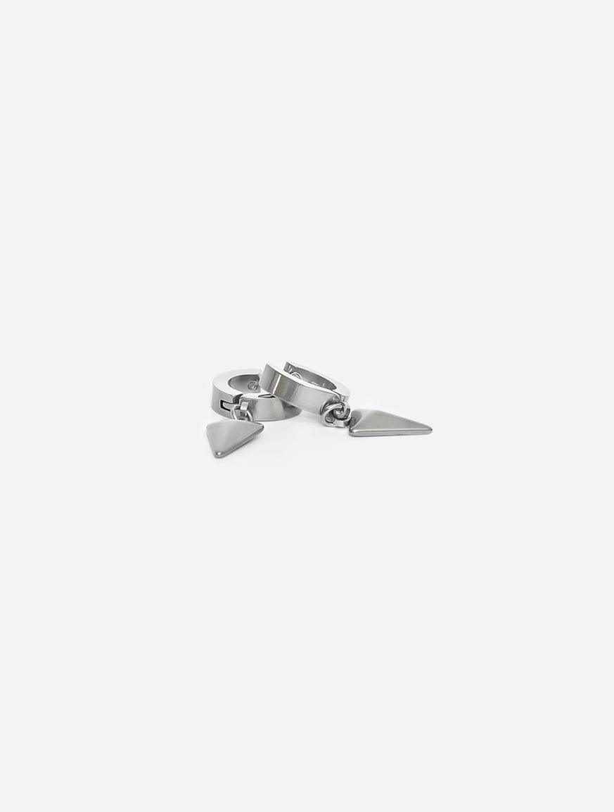 Gracias Dios Triangle Punk Huggie Hoop Dangle Drop Earrings silver - Challenger Streetwear
