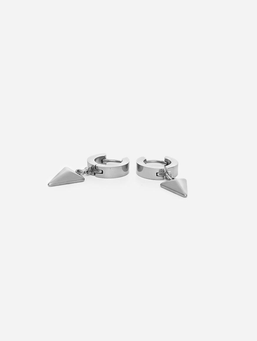 Gracias Dios Triangle Punk Huggie Hoop Dangle Drop Earrings silver - Challenger Streetwear
