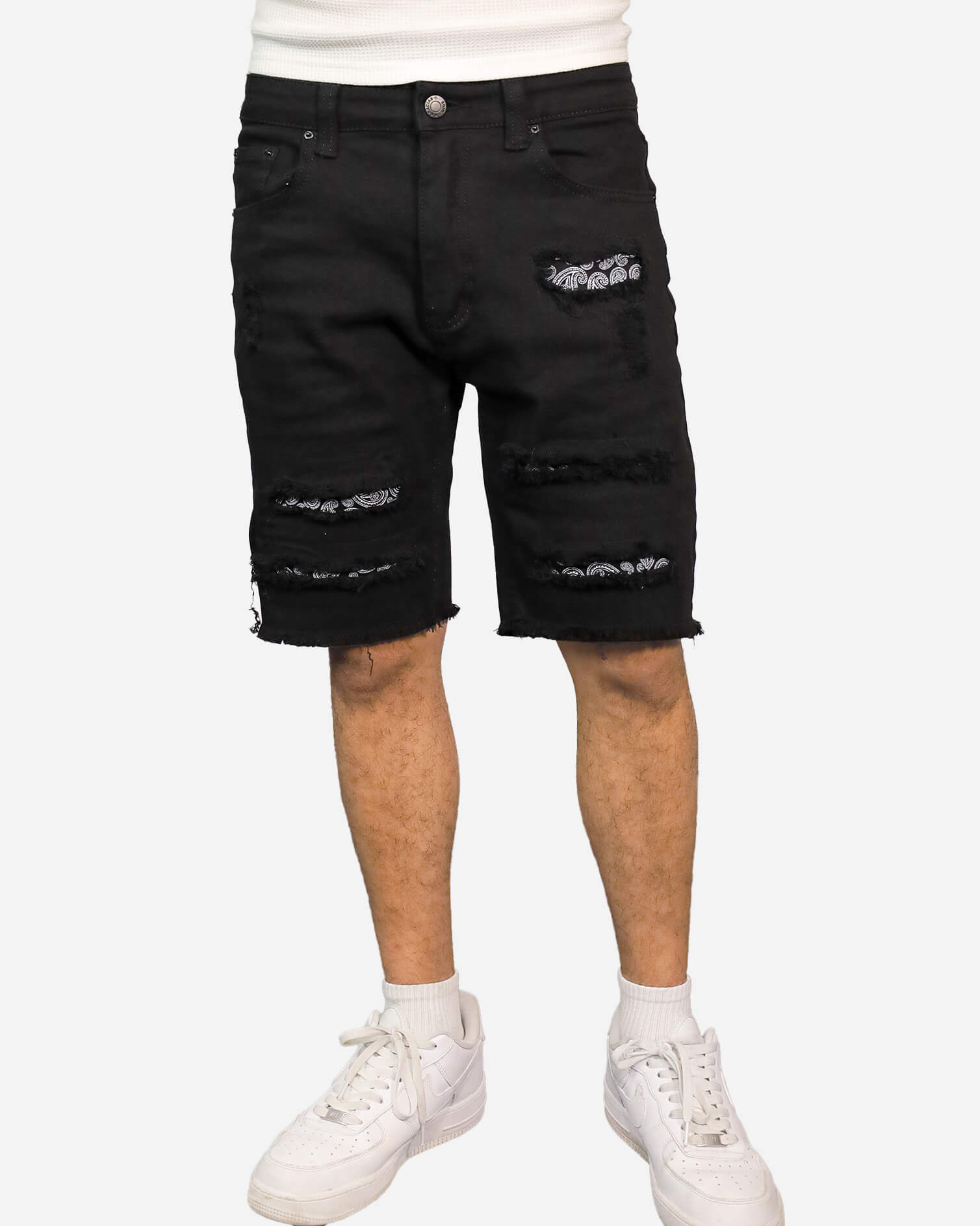 Paisley Ripped GD Denim Shorts