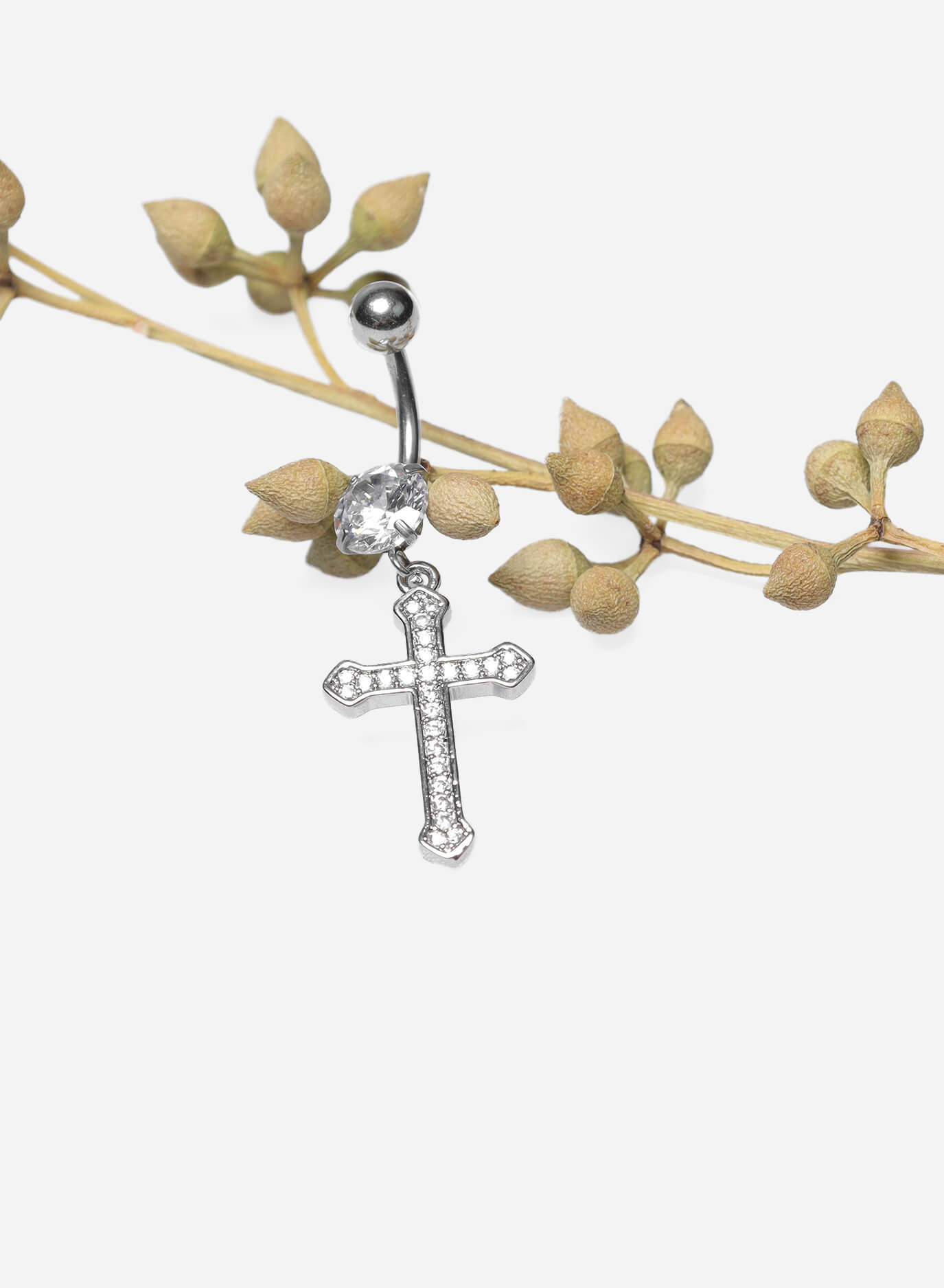 GD Cross Dangle Belly Ring