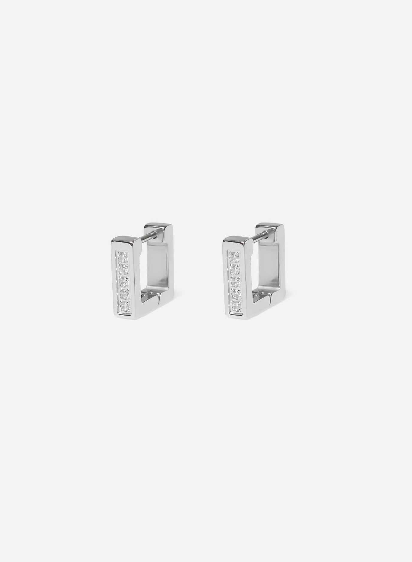 Square Diamond Hoop Earrings