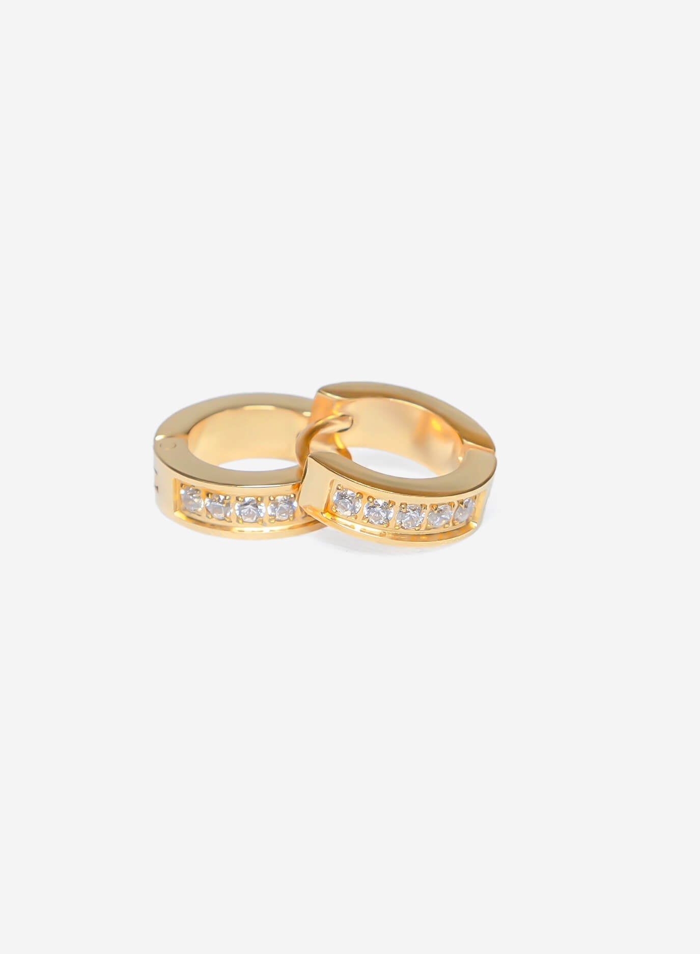 Hoops Cubic Zirconia Ice Earrings Gold-Tone