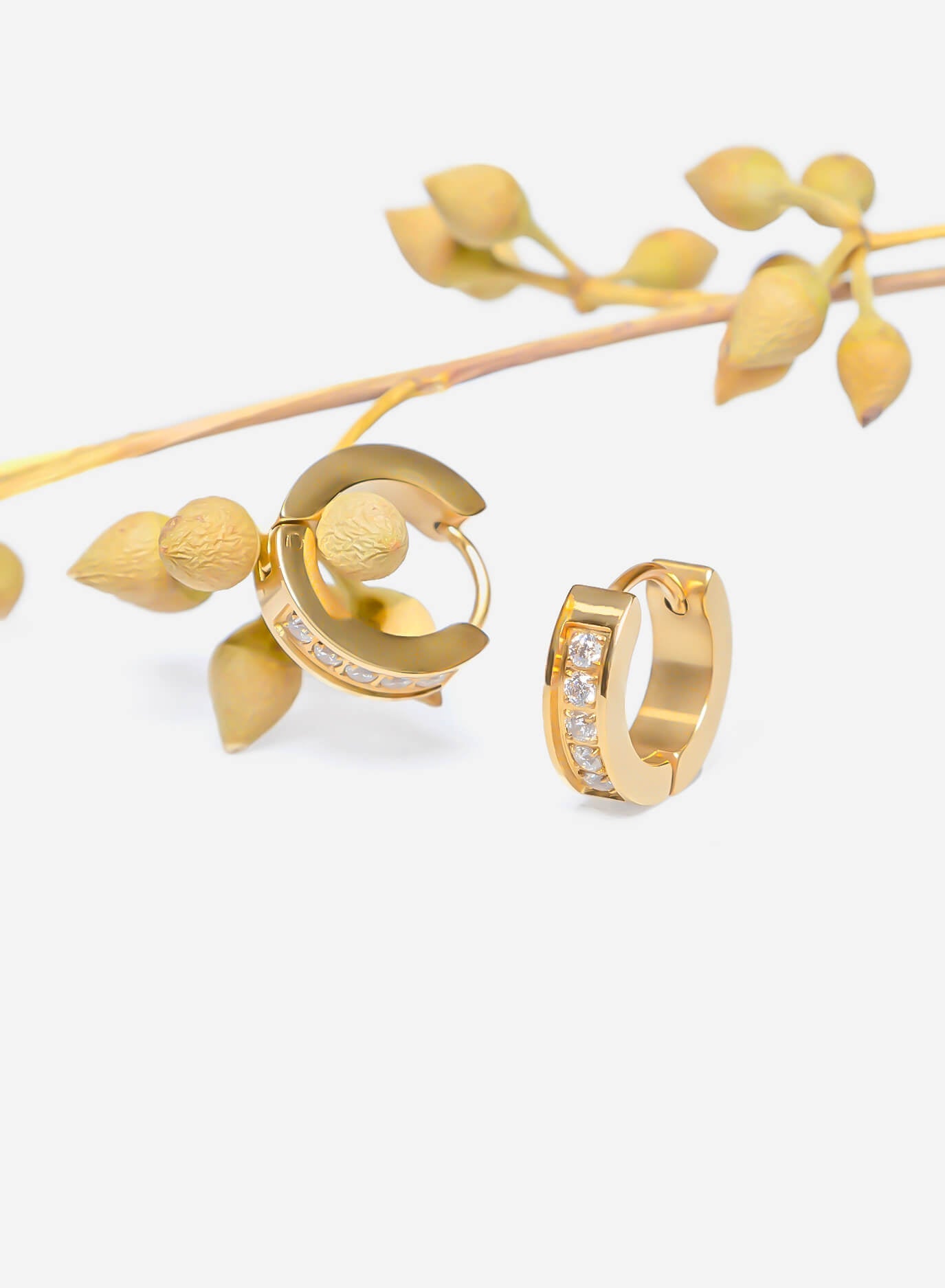 Hoops Cubic Zirconia Ice Earrings Gold-Tone