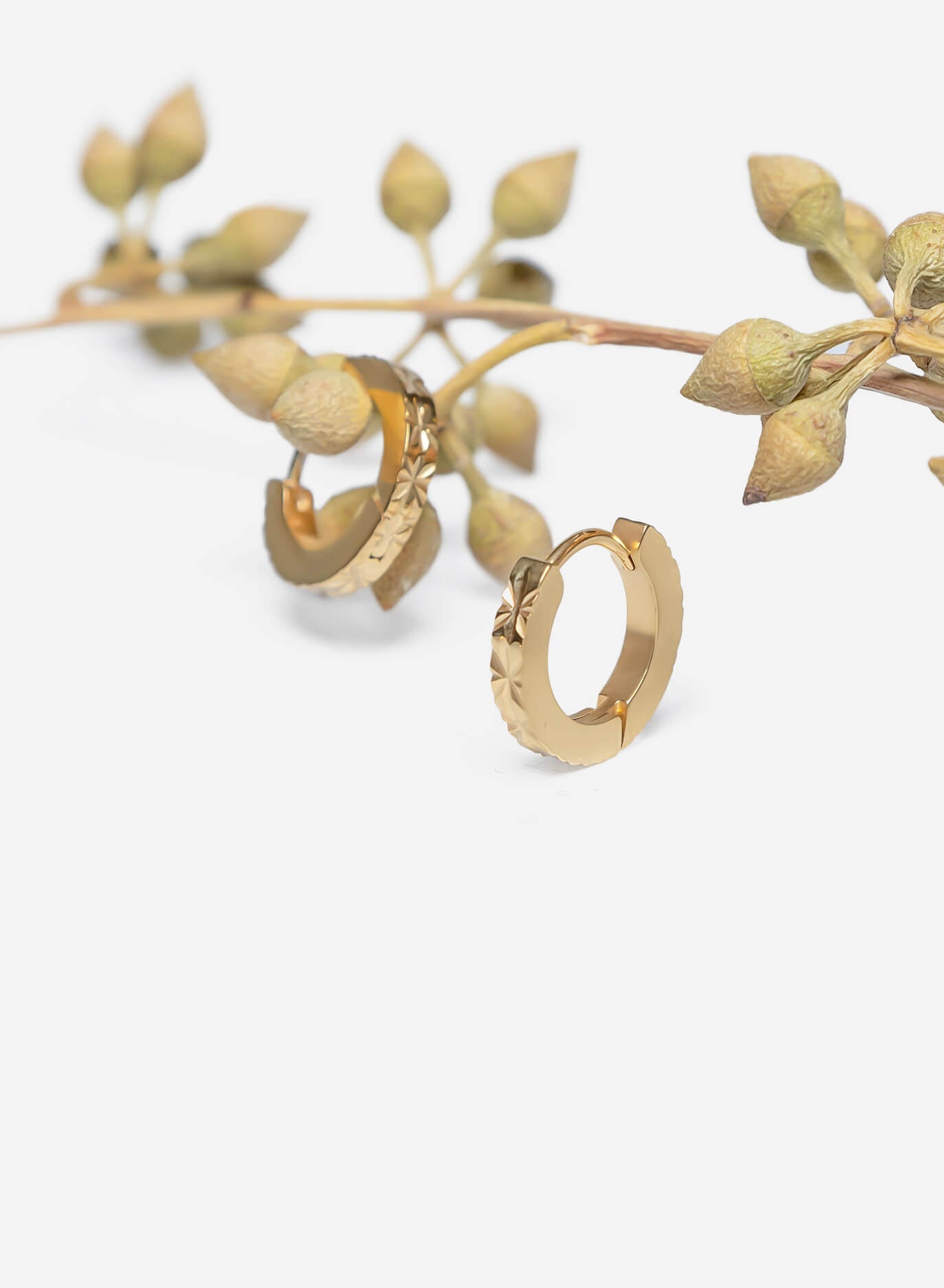 GD Diamond Cut Gold Hoops