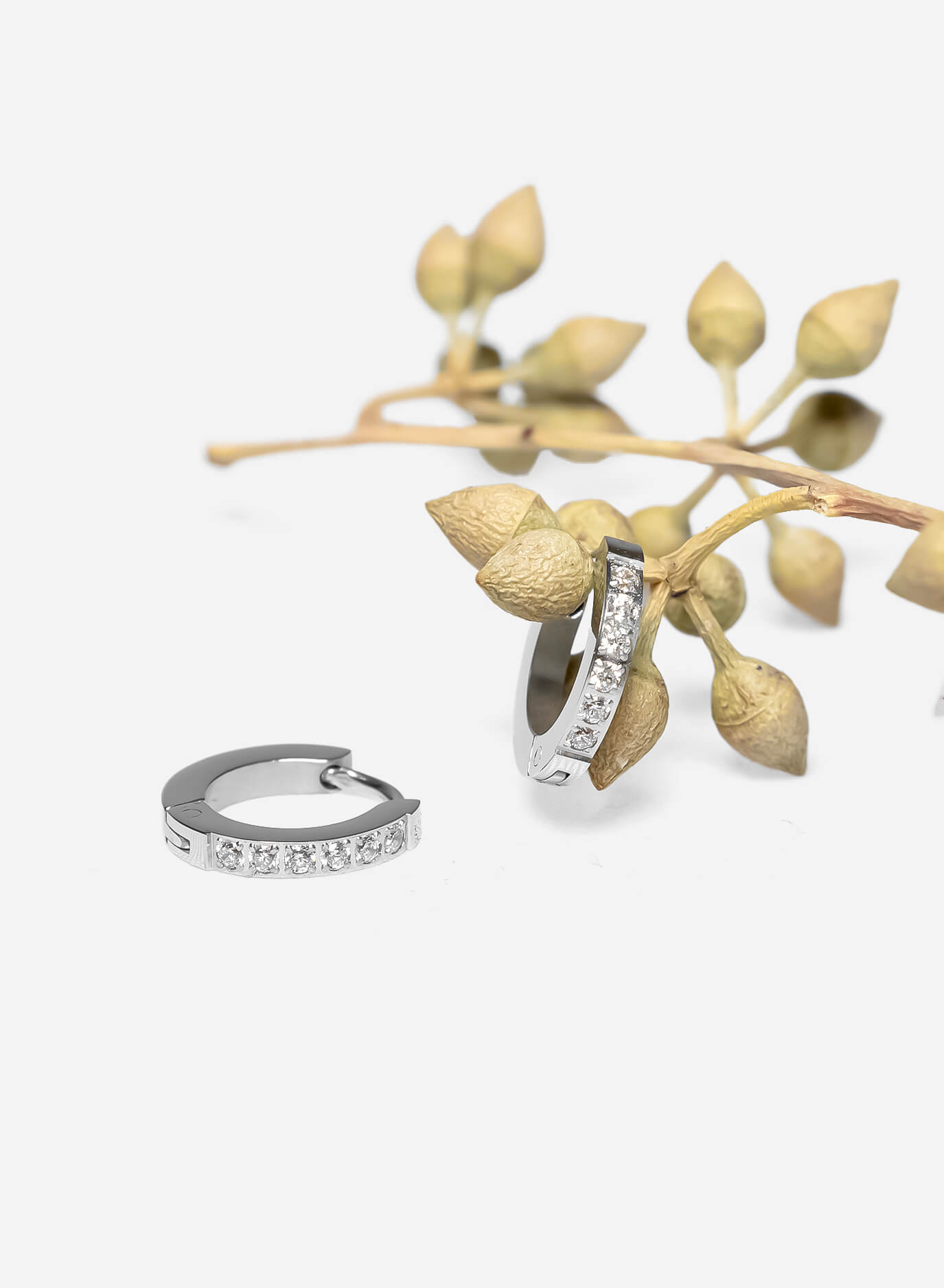GD Thin hoops earrings with clear stone