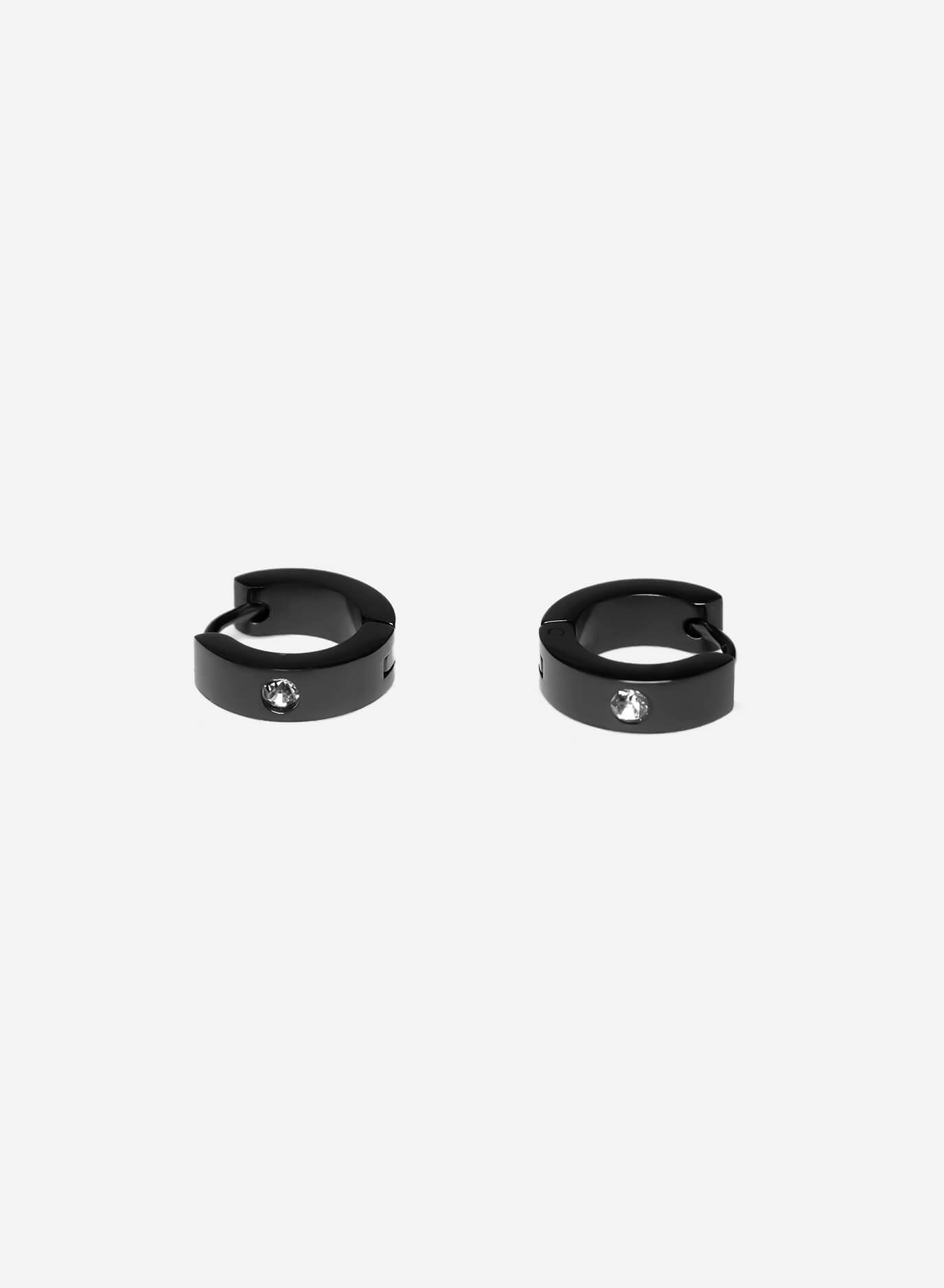 GD Hoops Black Diamond Earrings