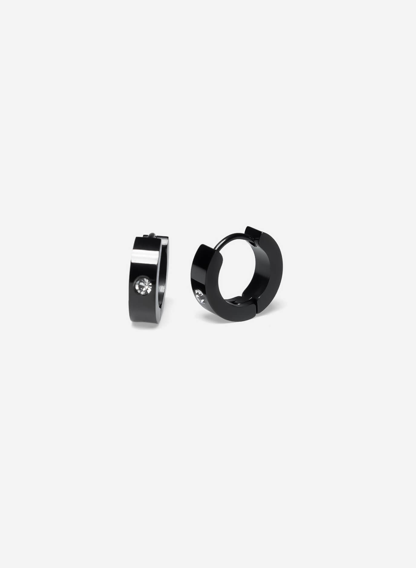 GD Hoops Black Diamond Earrings