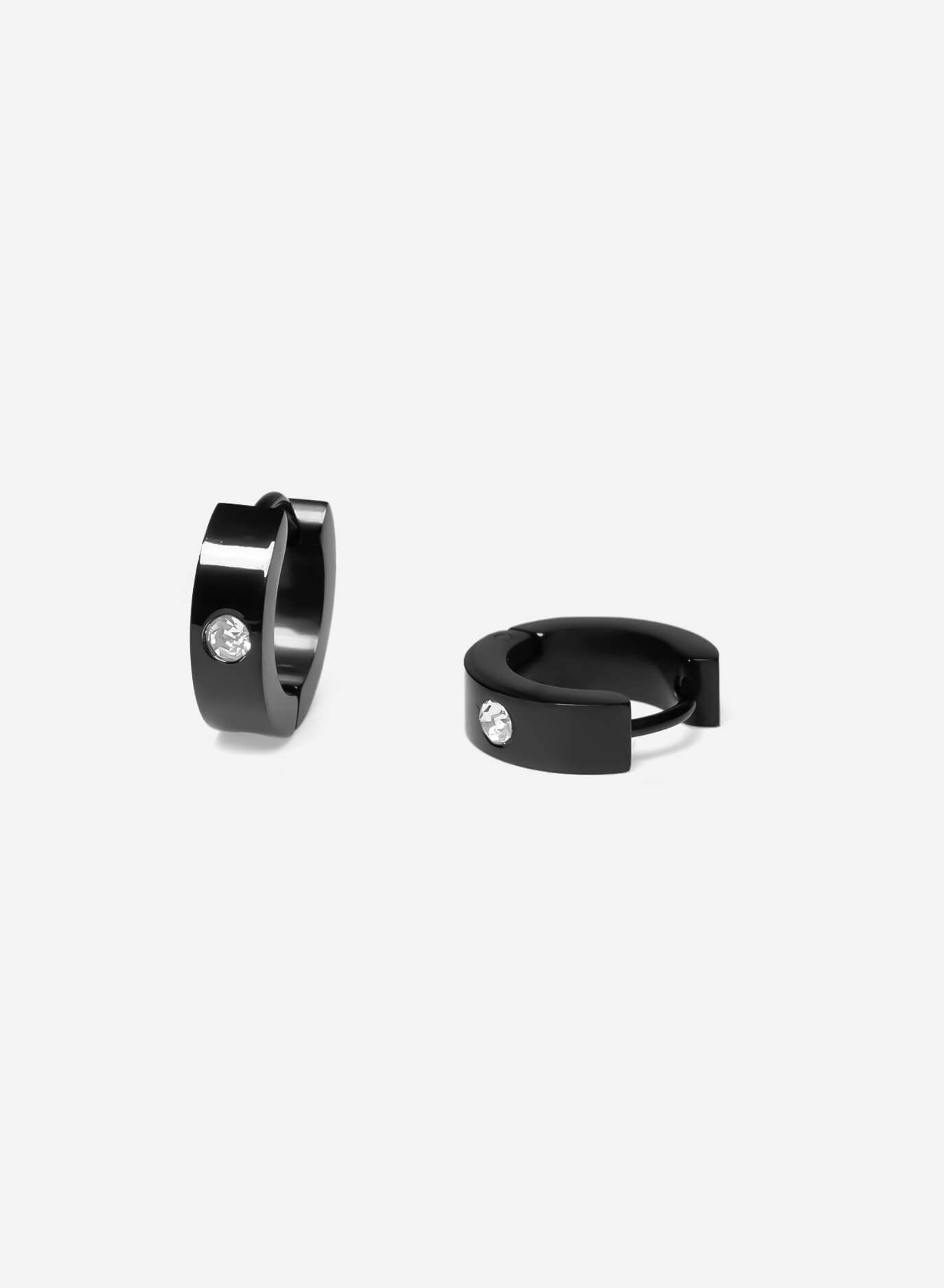 GD Hoops Black Diamond Earrings