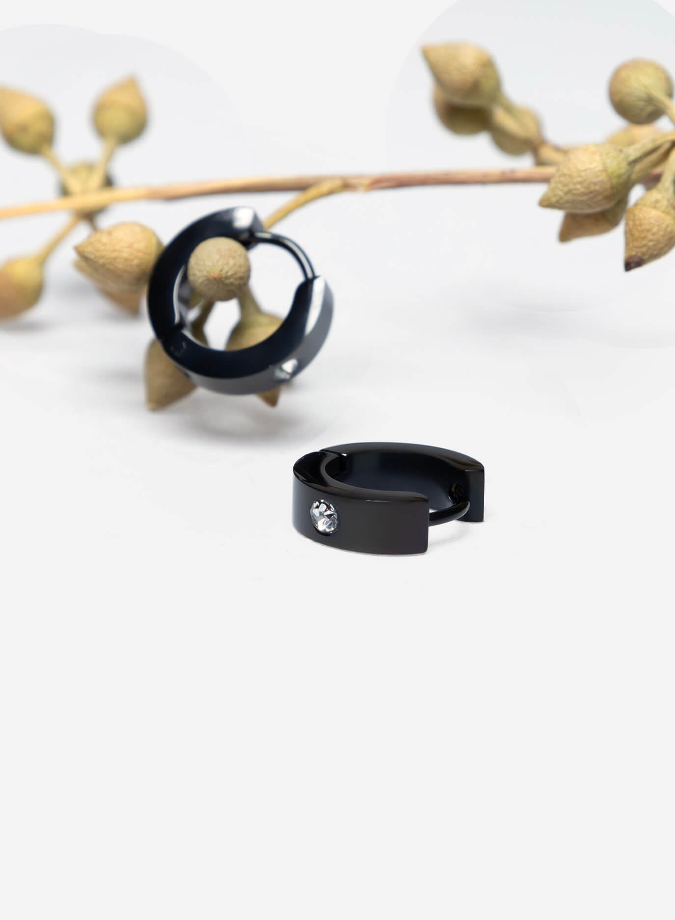 GD Hoops Black Diamond Earrings