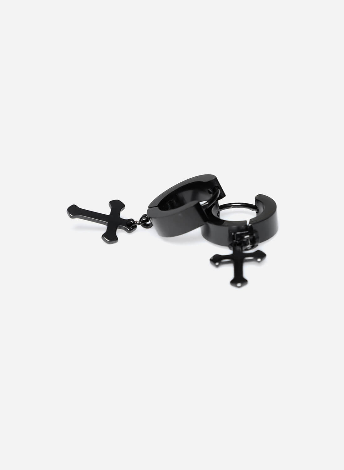 Templar Knights Cross Black Hoop Earrings