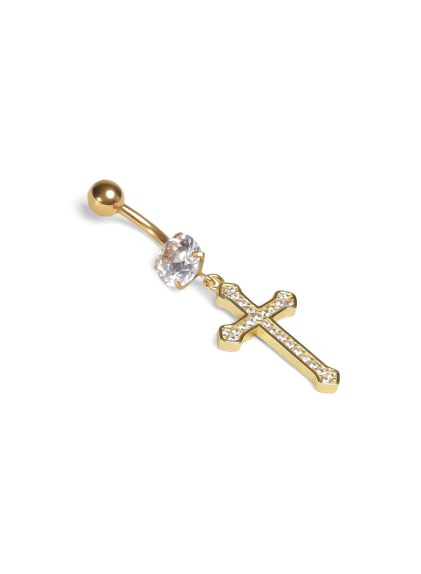 GD Cross Dangle Belly Ring