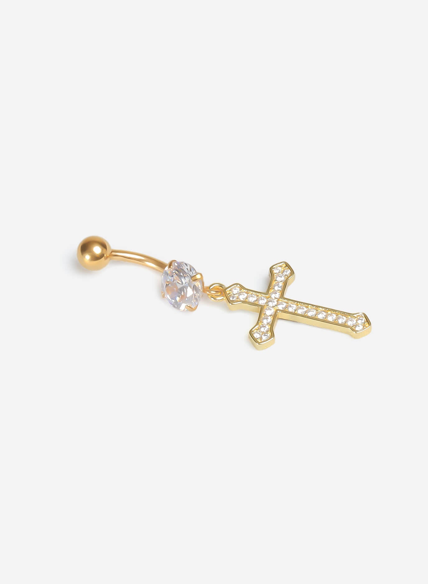 GD Cross Dangle Belly Ring