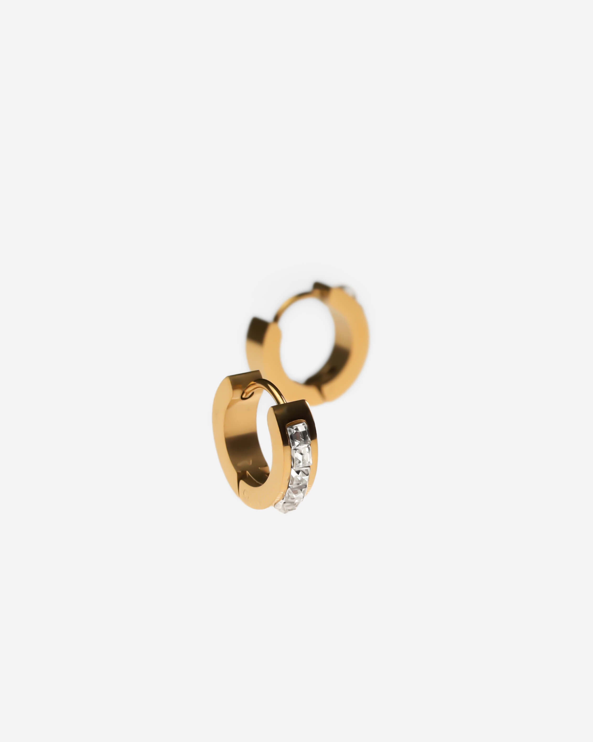 GD Diamond Pave Hoop Earrings Gold-Tone