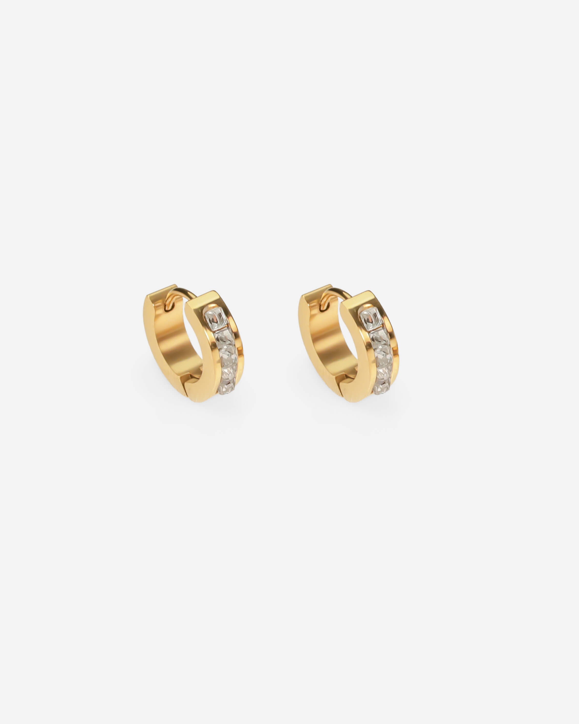 GD Diamond Pave Hoop Earrings Gold-Tone