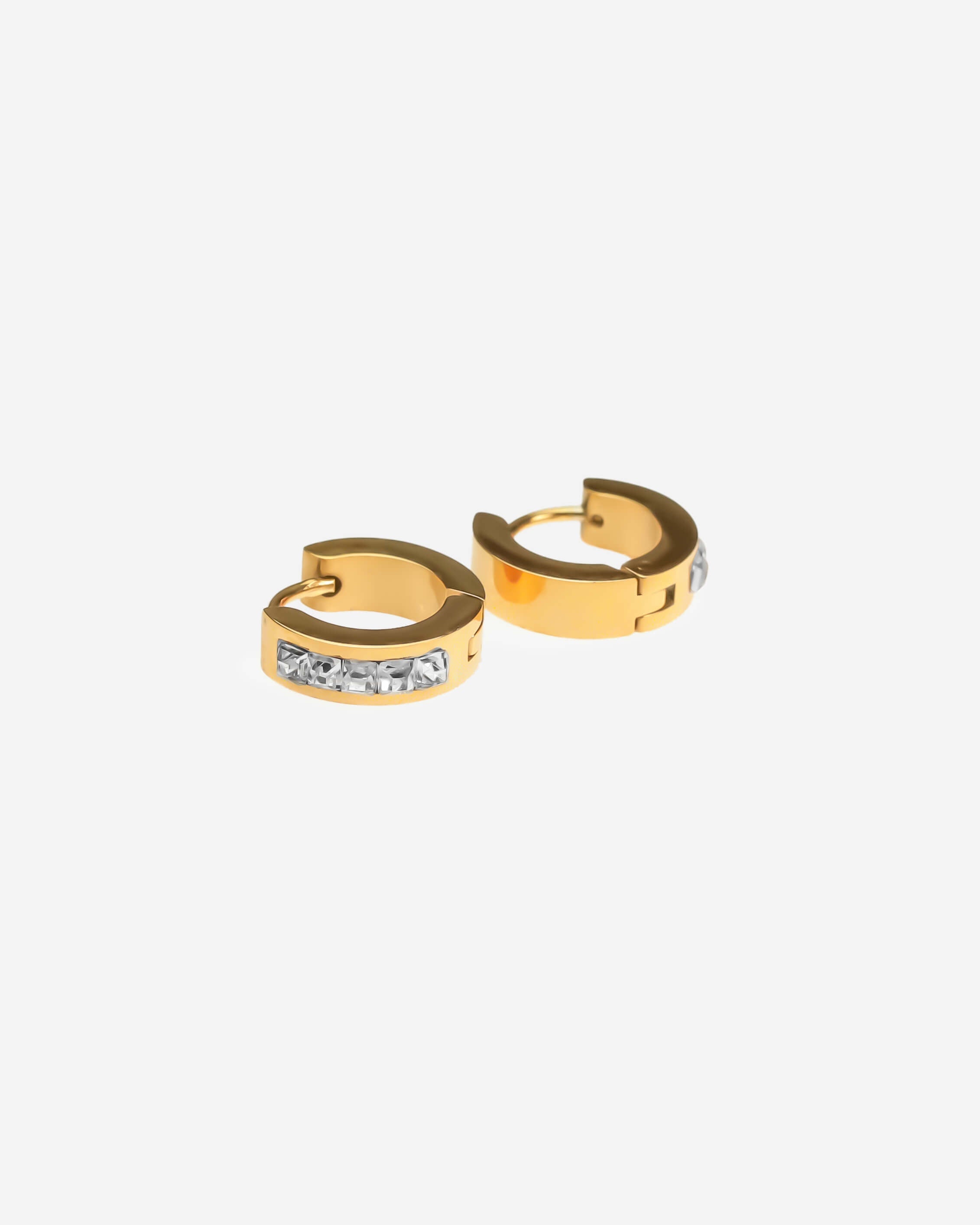 GD Diamond Pave Hoop Earrings Gold-Tone