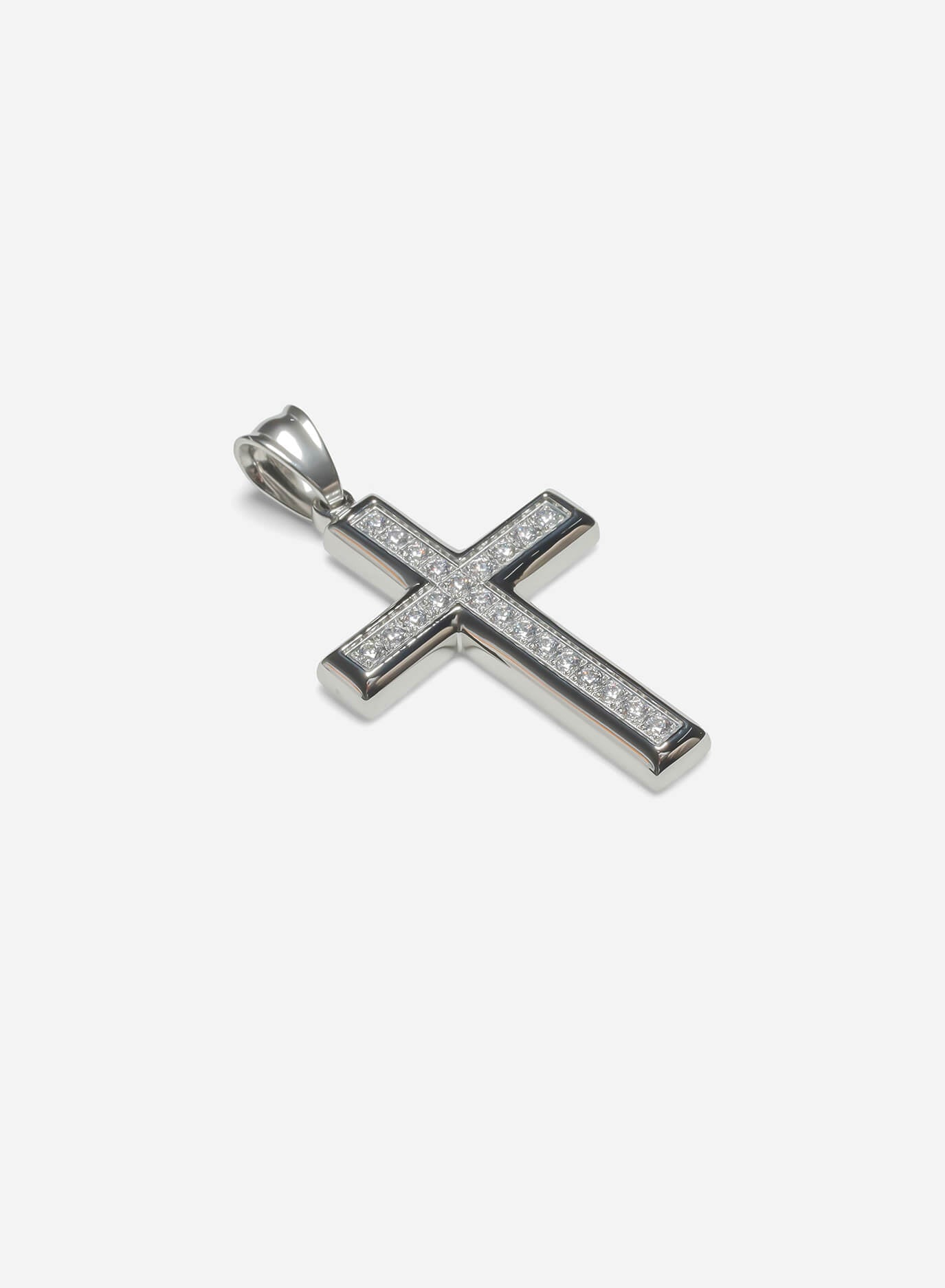 Square cubic zirconia Cross Pendant Silver-Tone