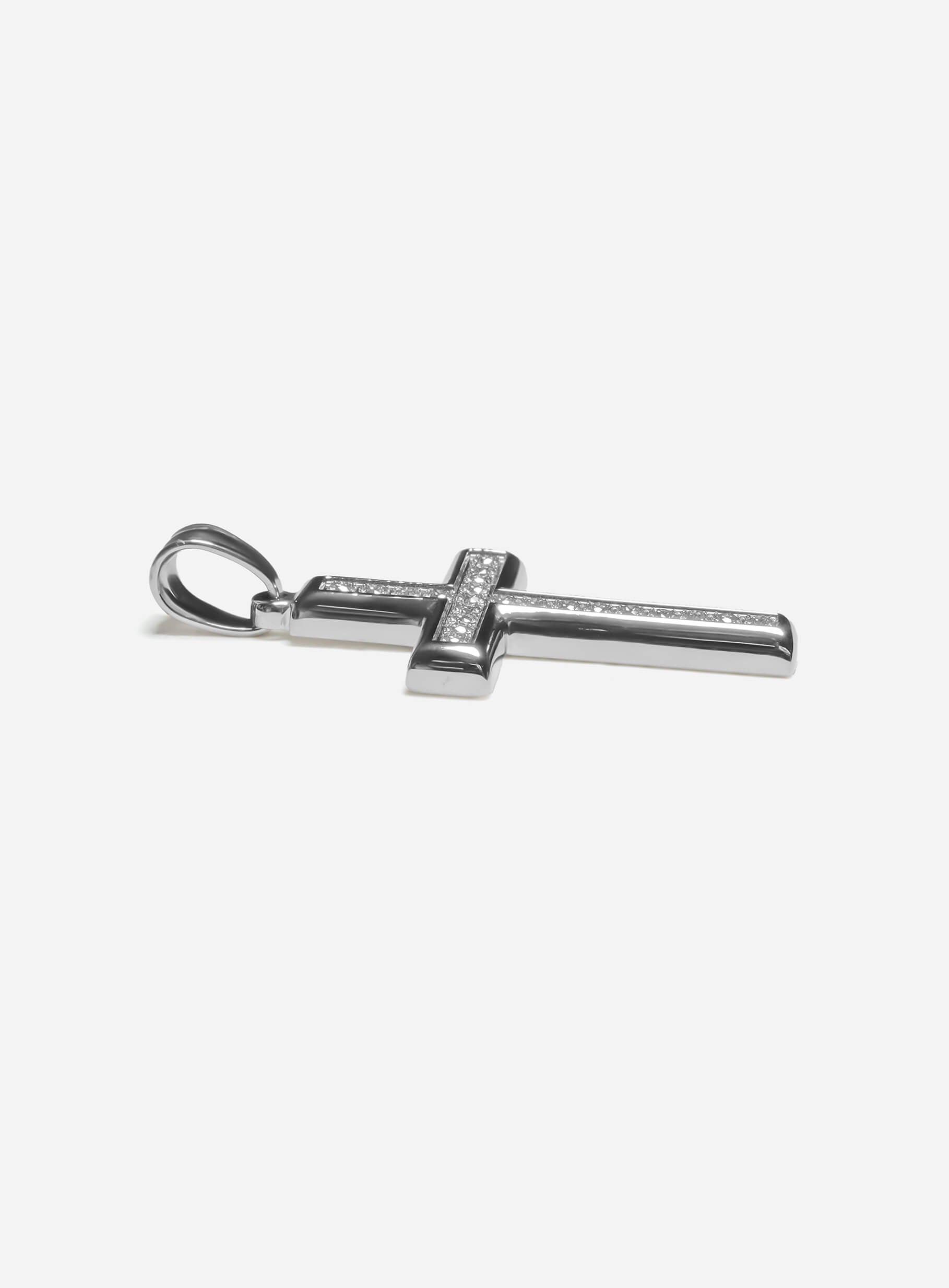 Square cubic zirconia Cross Pendant Silver-Tone