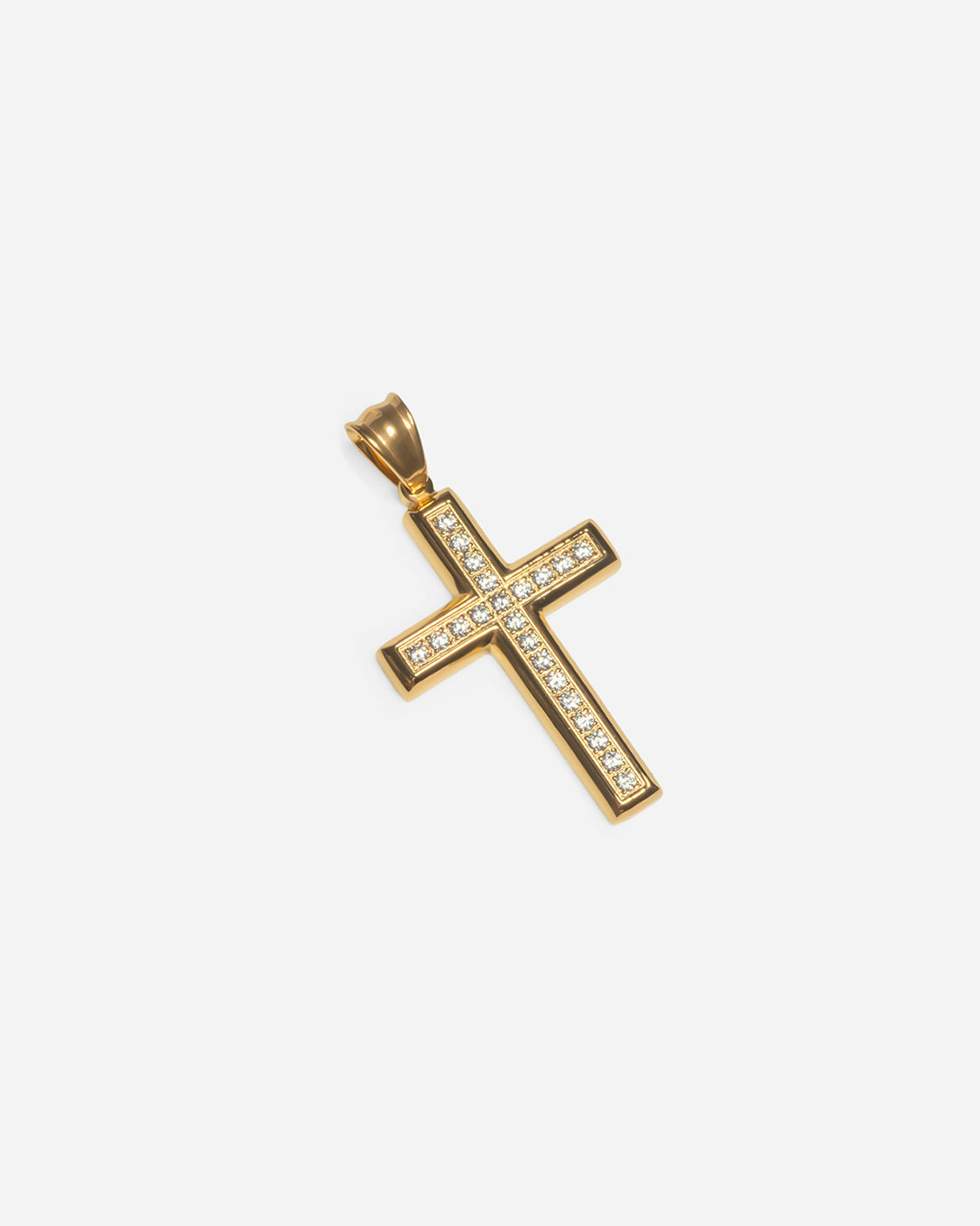 Square Diamond Cut Cross Pendant Gold-Tone