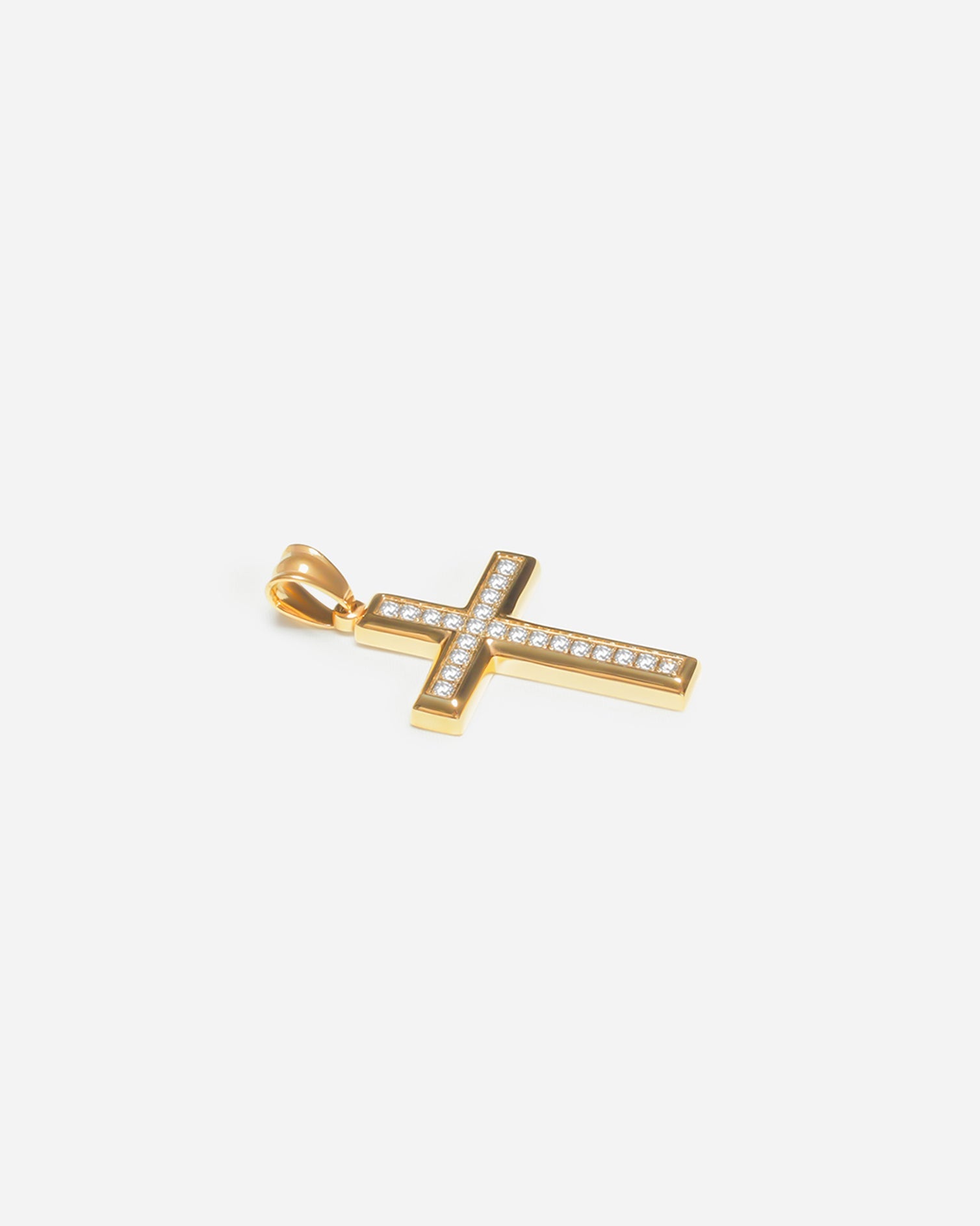 Square Diamond Cut Cross Pendant Gold-Tone