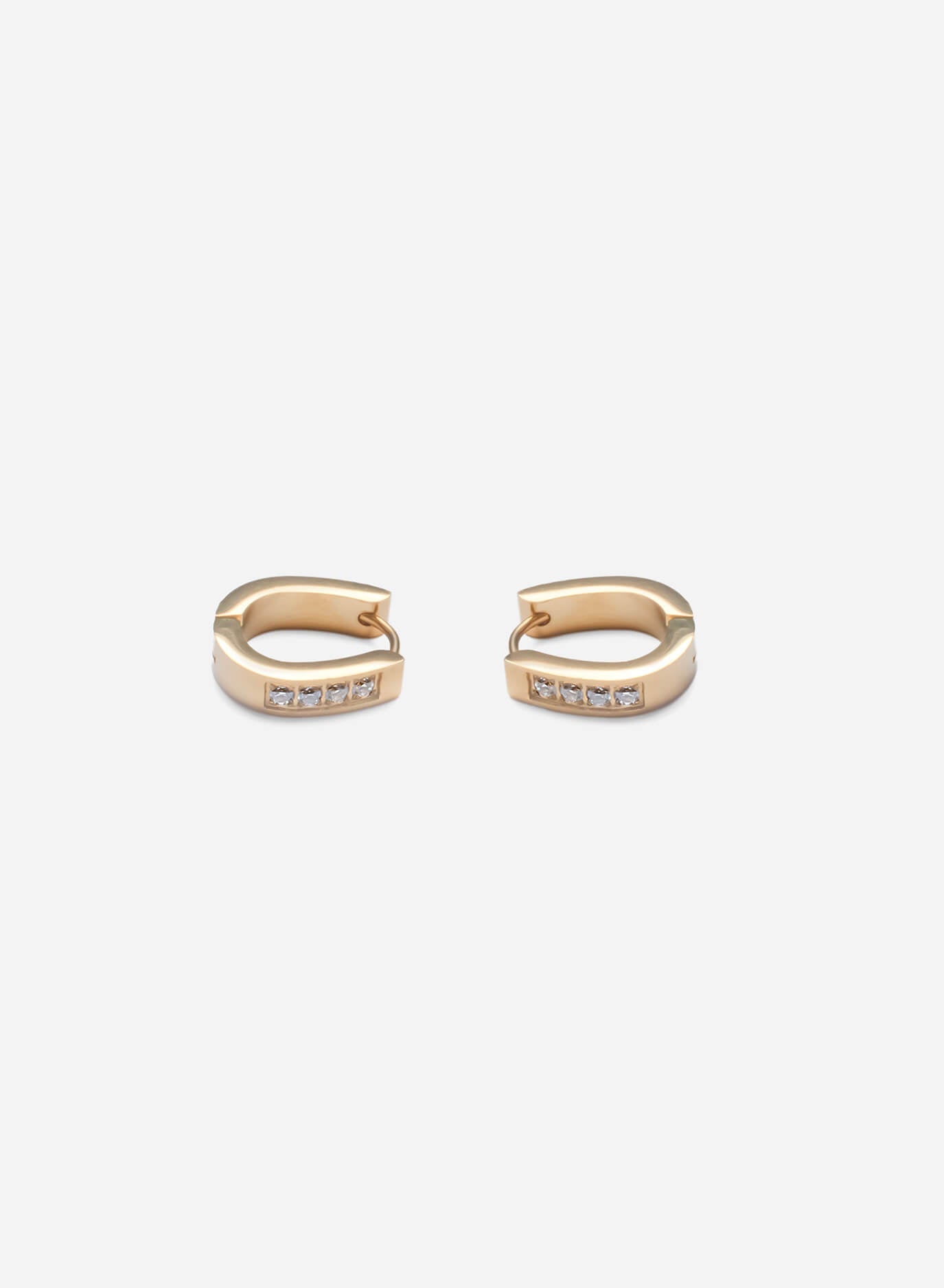 GD Oval Shaped Icy Hoop Earrings