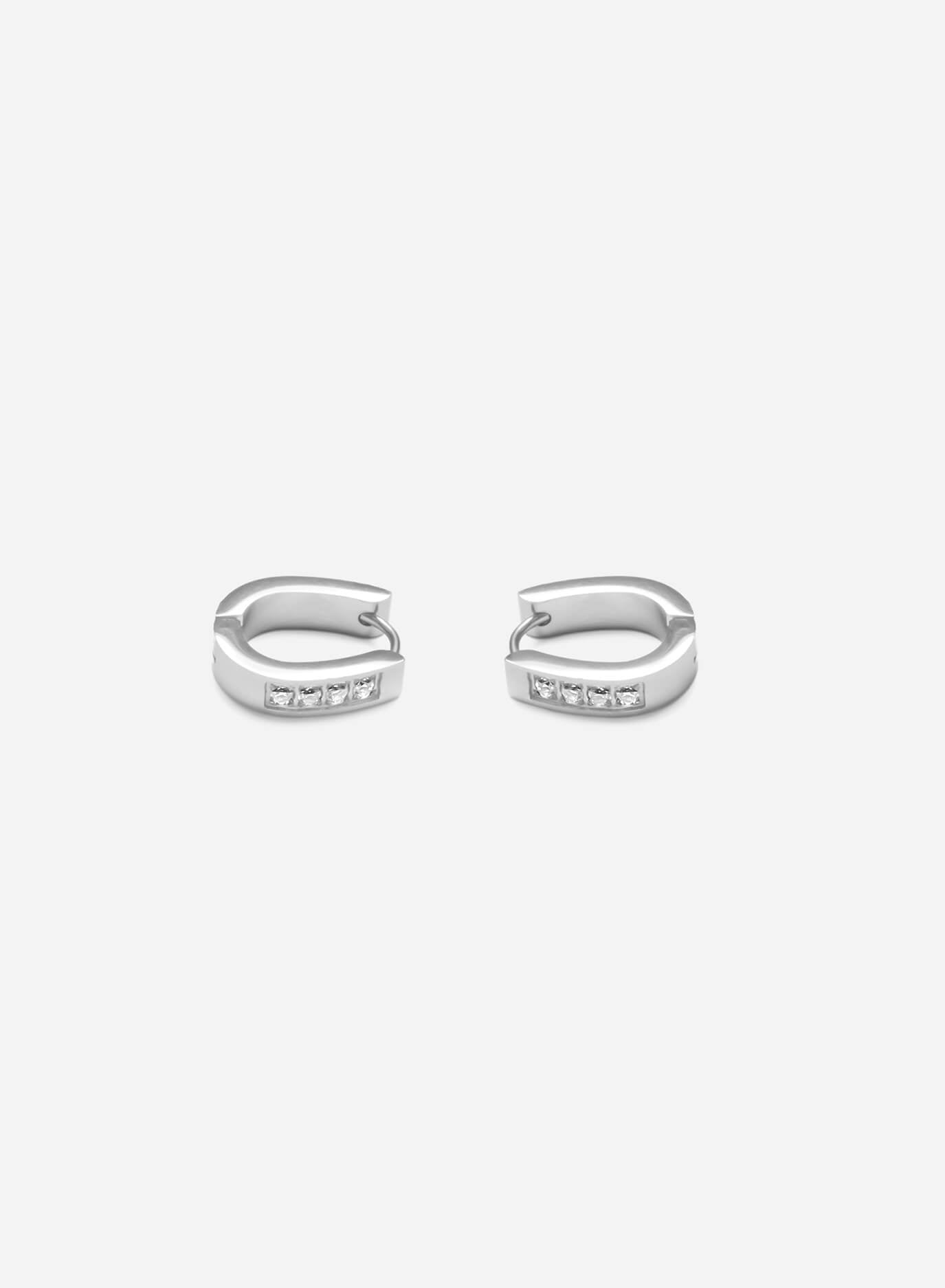 GD Oval Shaped Icy Hoop Earrings