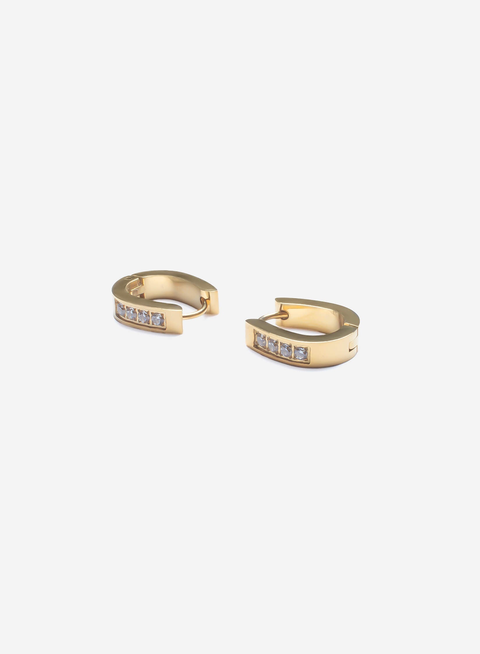 GD Oval Shaped Icy Hoop Earrings