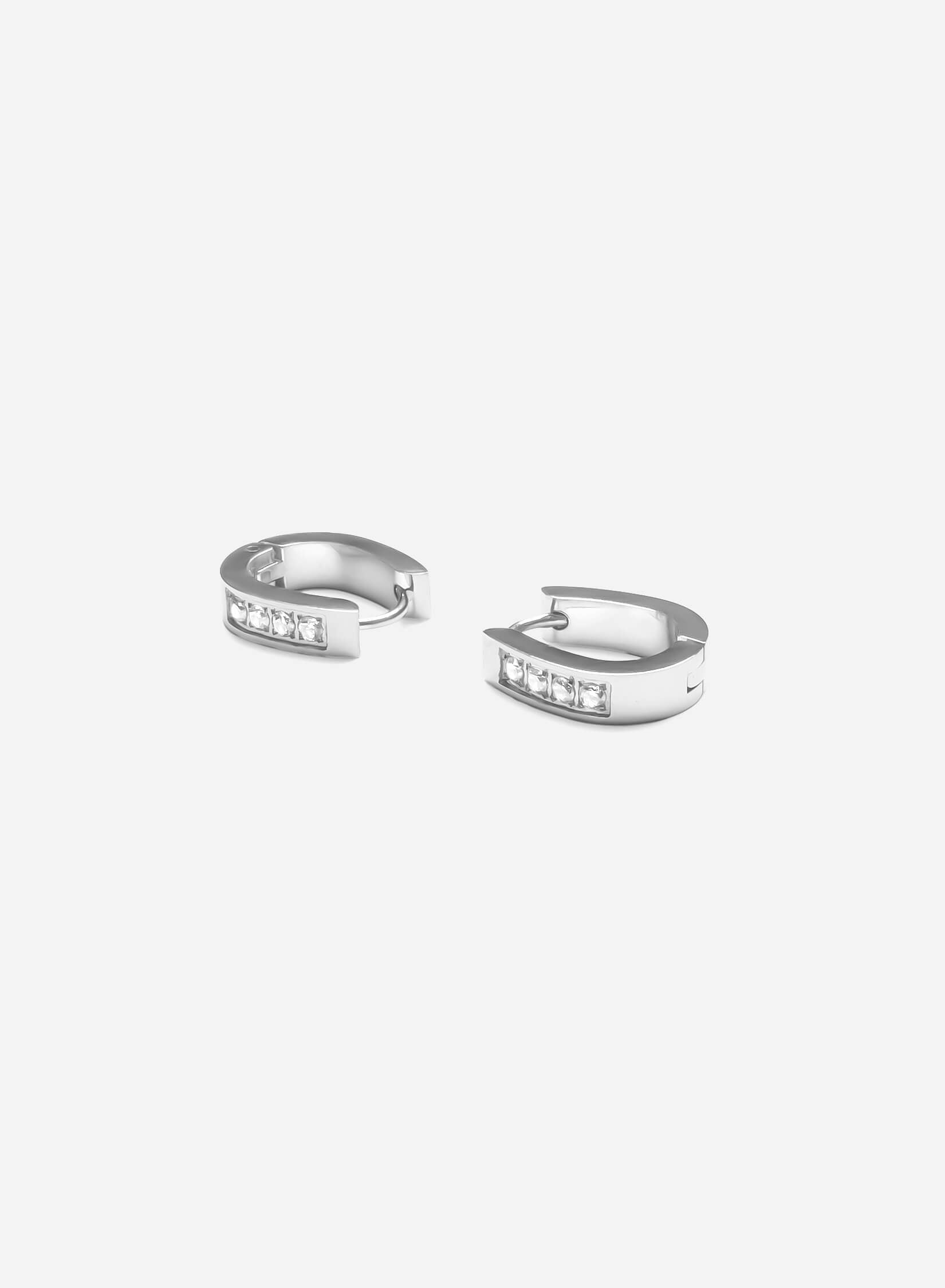 GD Oval Shaped Icy Hoop Earrings