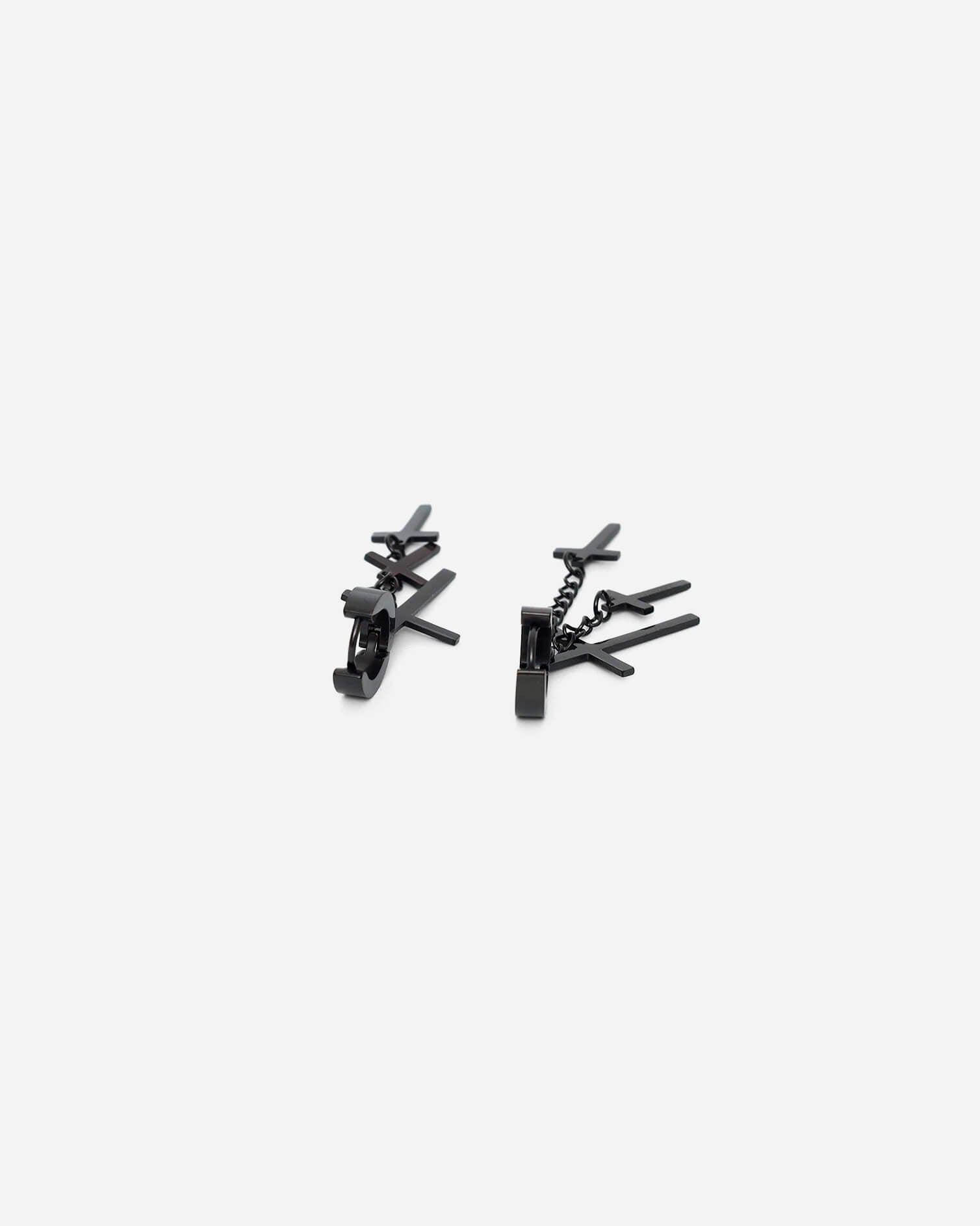GD Black Cross Dangle Earring Steel
