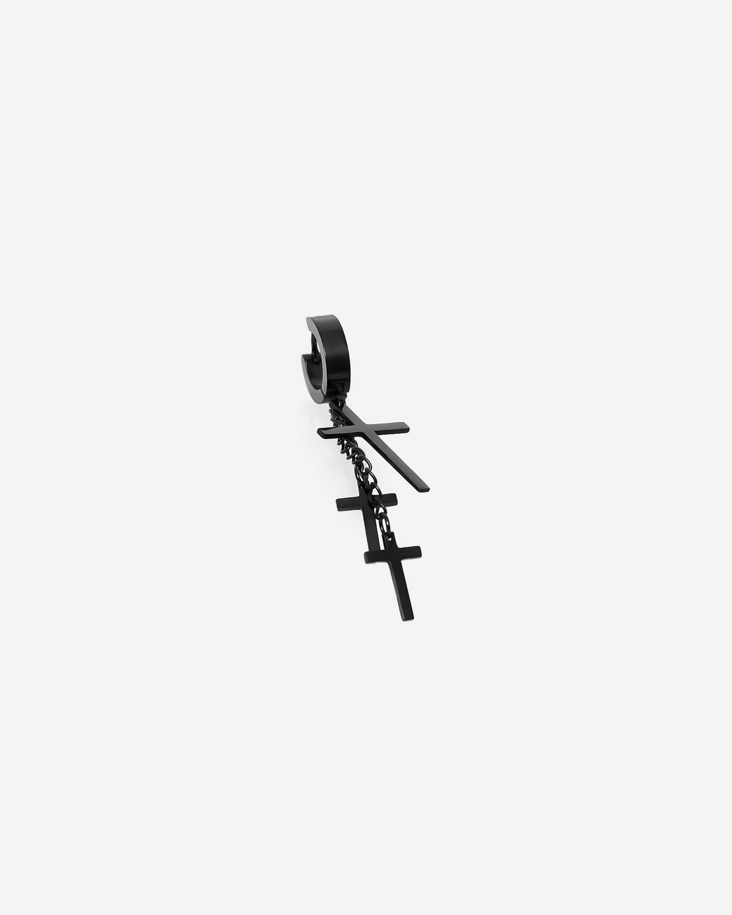 GD Black Cross Dangle Earring Steel