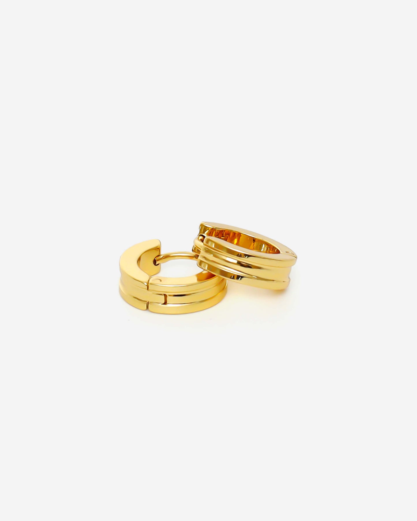 GD Classic Double Stripe Hoops Earrings Gold Plated