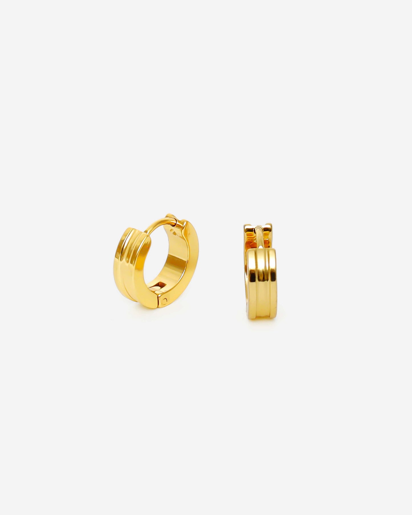 GD Classic Double Stripe Hoops Earrings Gold Plated