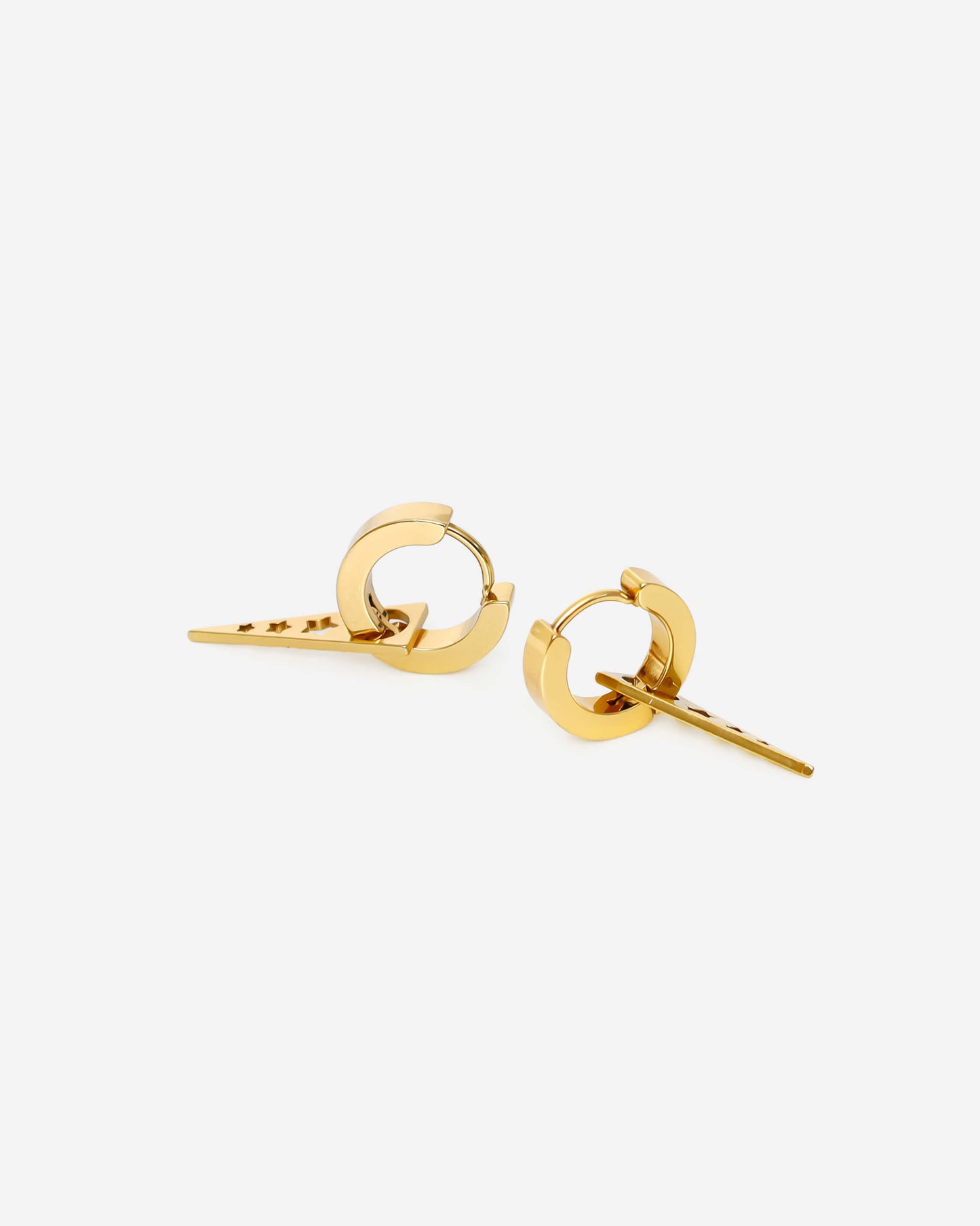 GD Detachable Spike Dangle Earrings Gold Tone