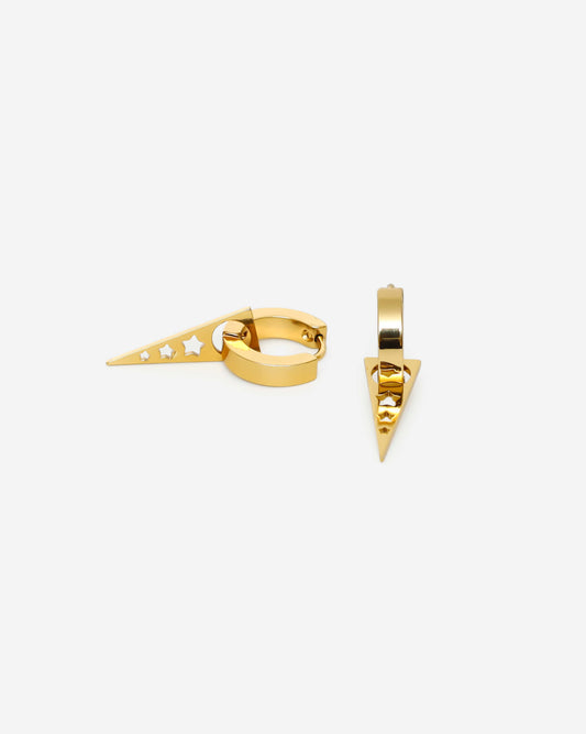 GD Detachable Spike Dangle Earrings Gold Tone