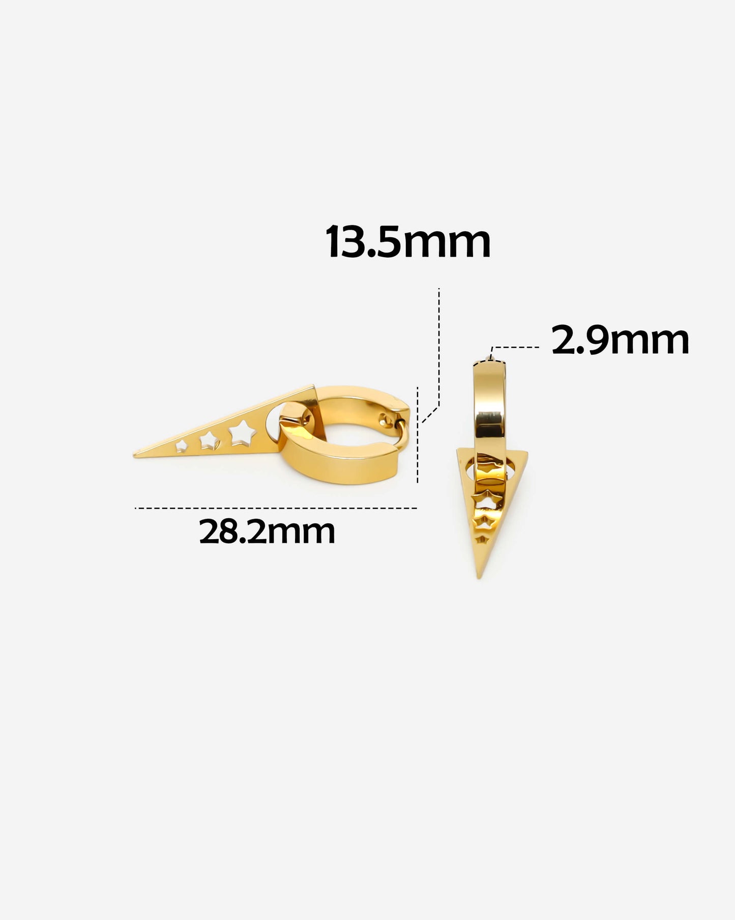 GD Detachable Spike Dangle Earrings Gold Tone