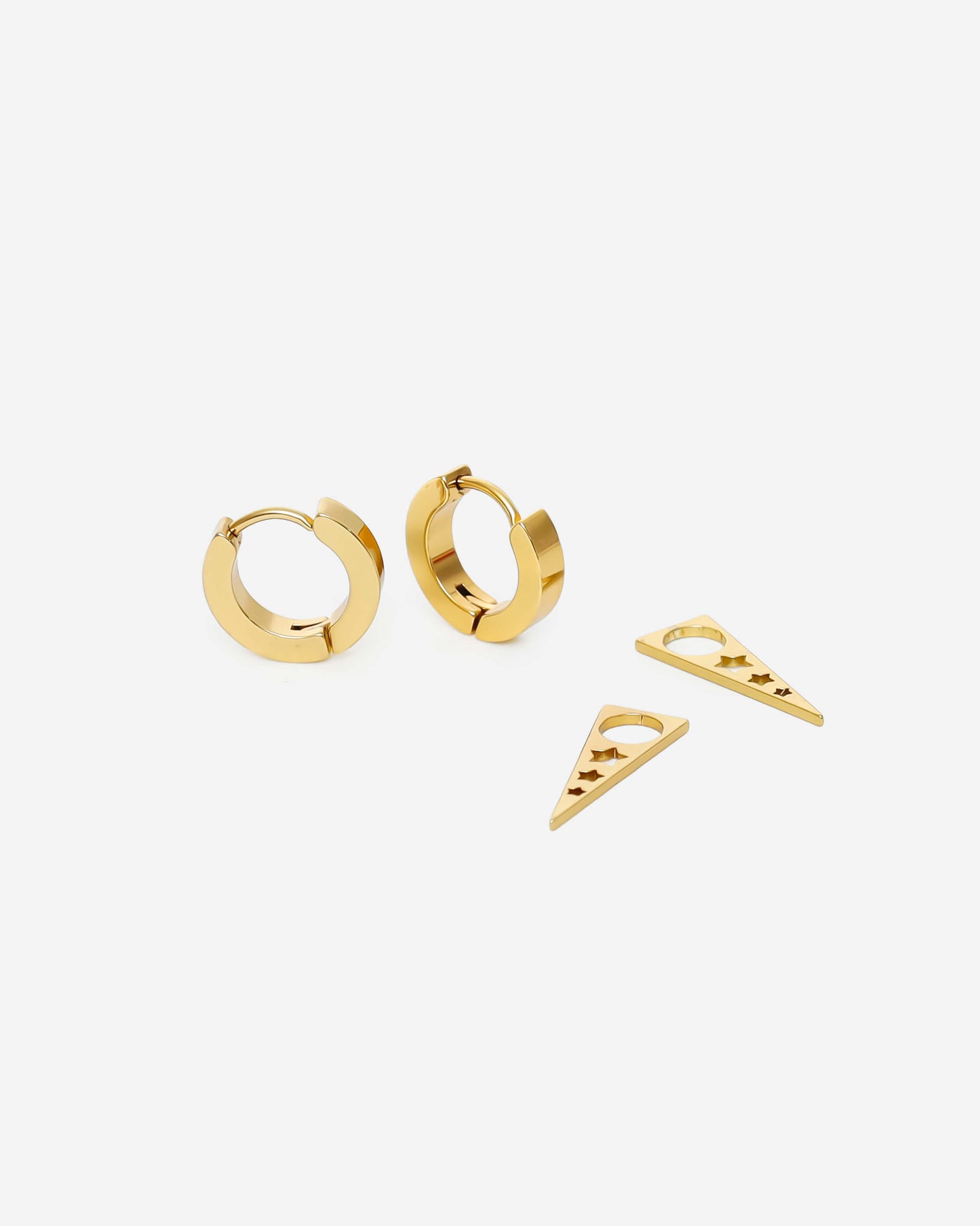 GD Detachable Spike Dangle Earrings Gold Tone