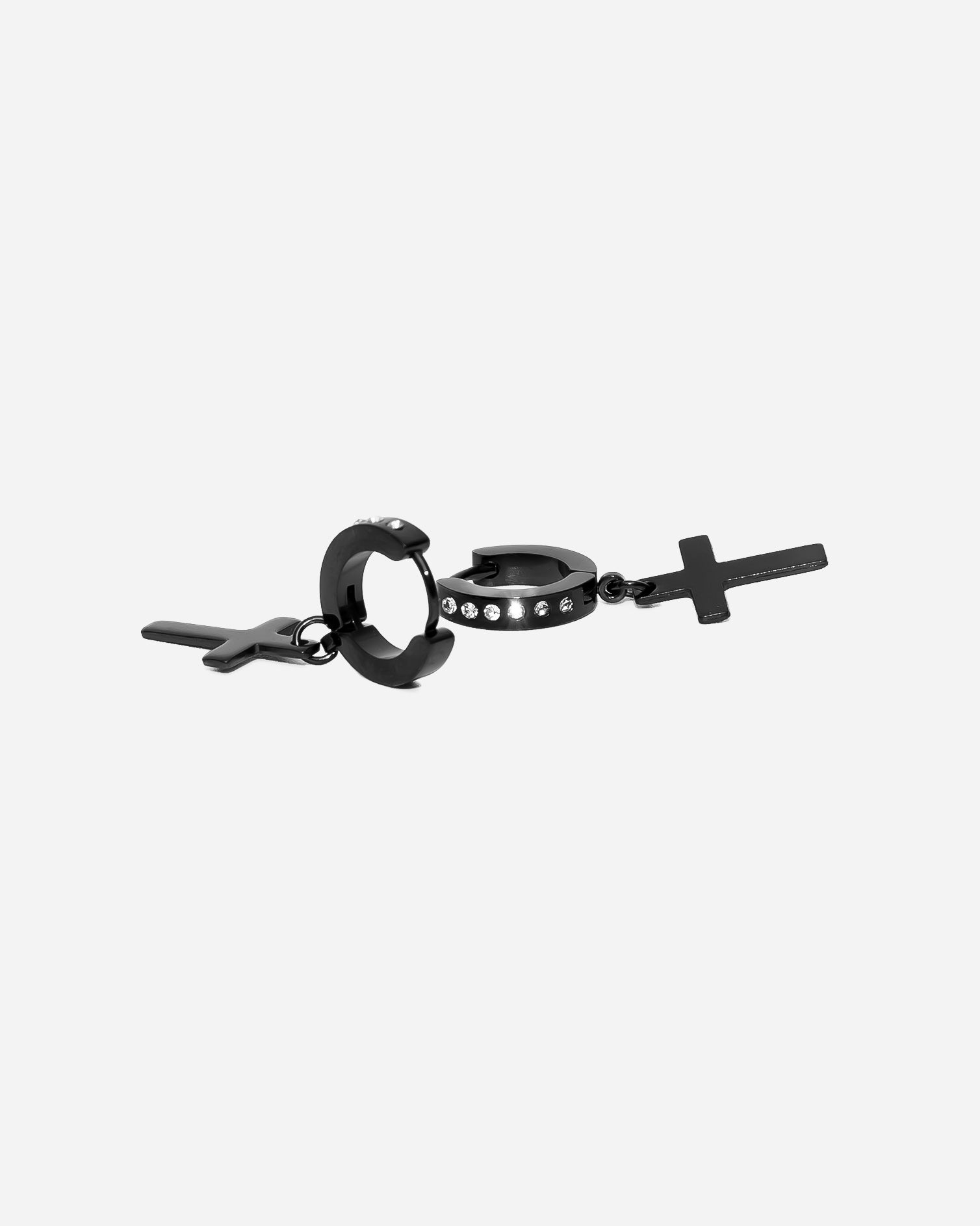 GD Classic Zirconia Cross Earrings Black