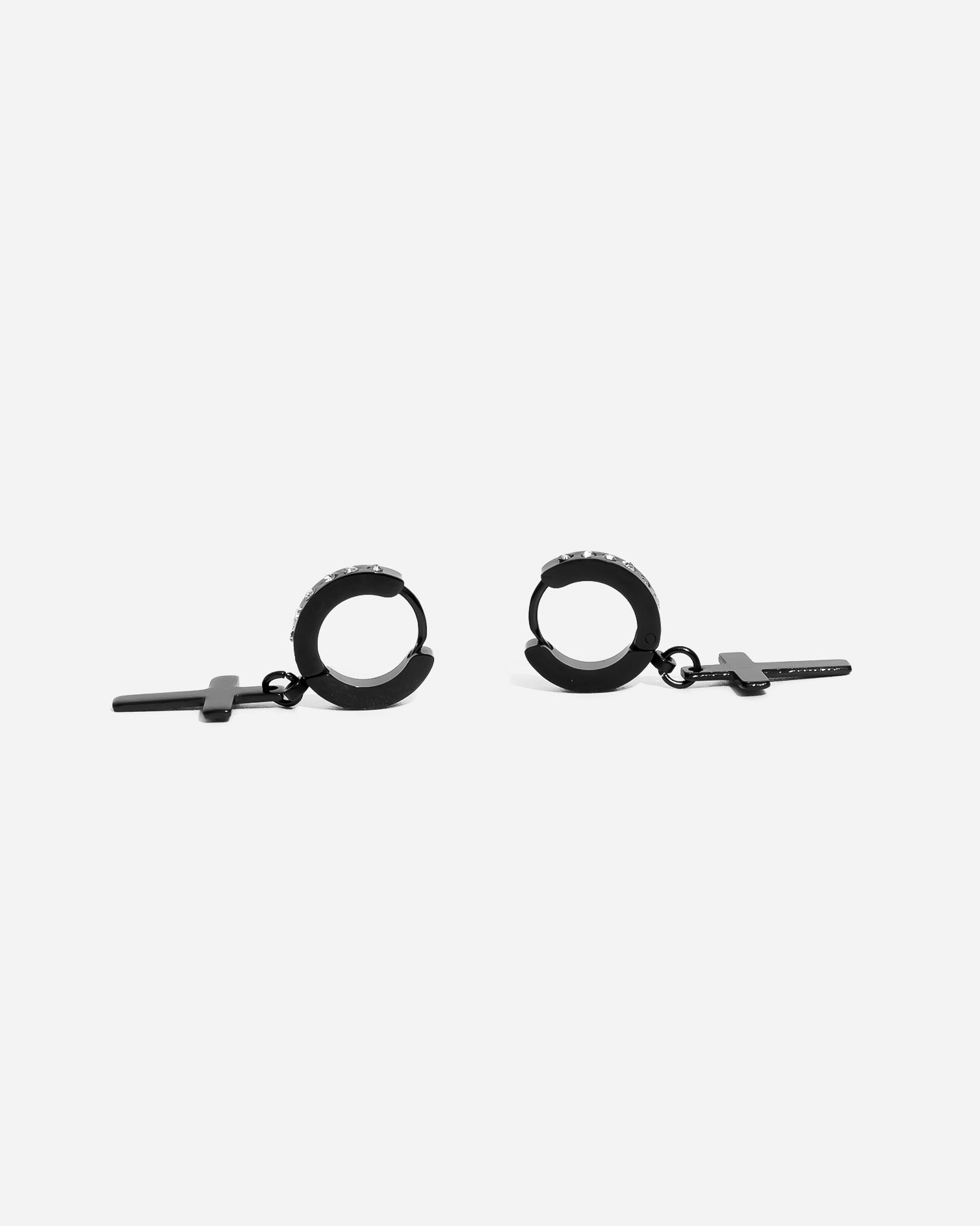 GD Classic Zirconia Cross Earrings Black